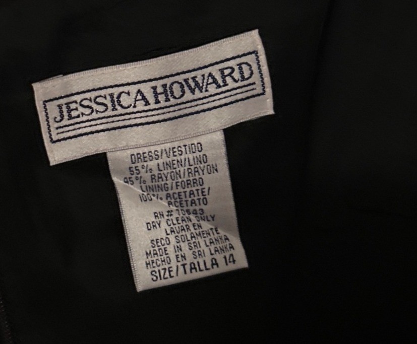 Jessica Howard Black Short Sleeve Linen Blend Maxi Dress Size 14