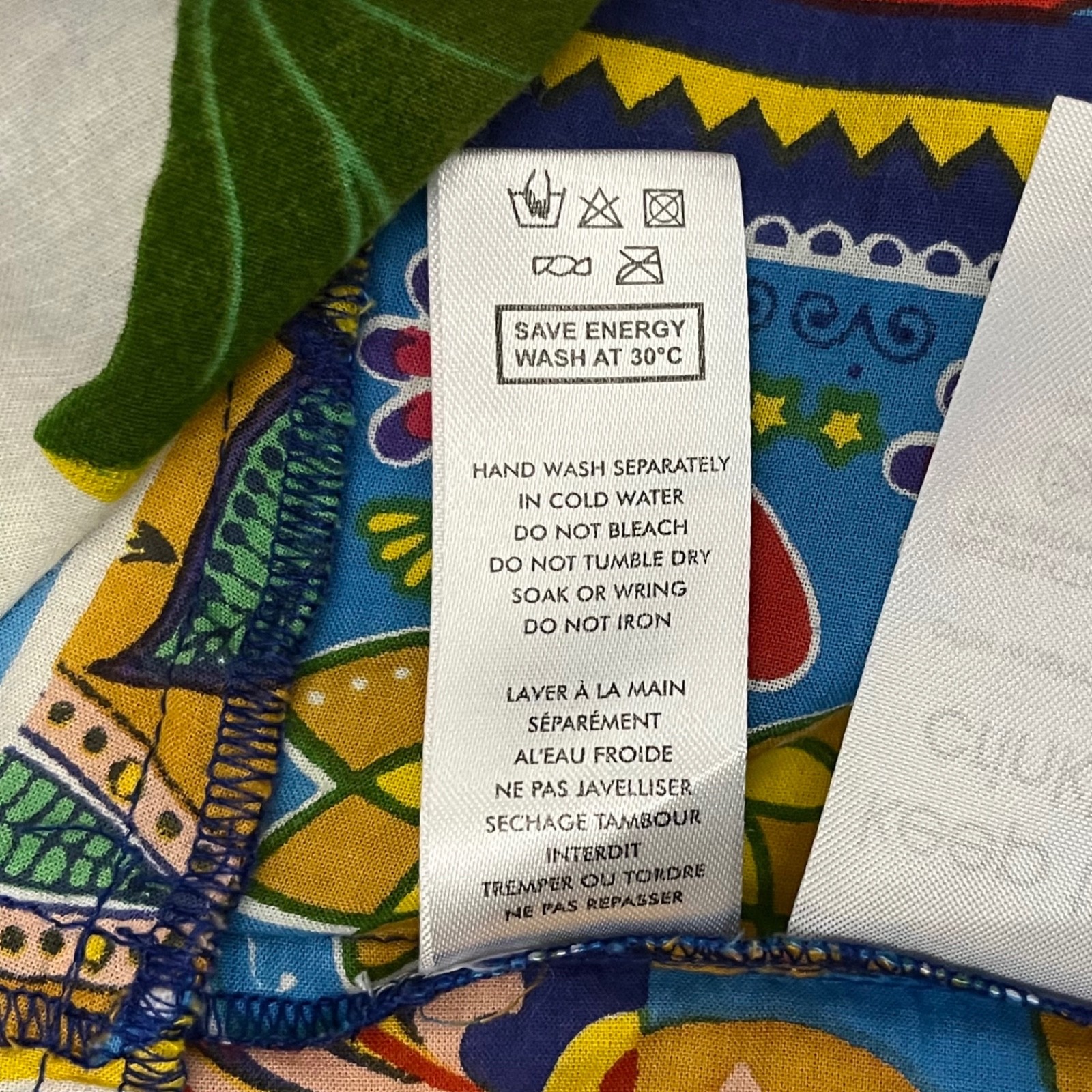 Orientique Amritsar Organic Cotton Patchwork Midi Dress Art Print Size Small