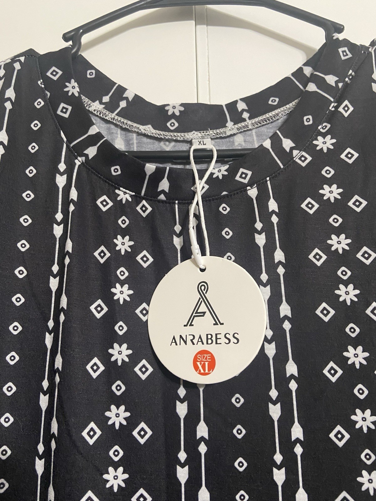 Anrabess Women’s Size XL Maxi Side Split Casual Loose T-Shirt Dress in Black