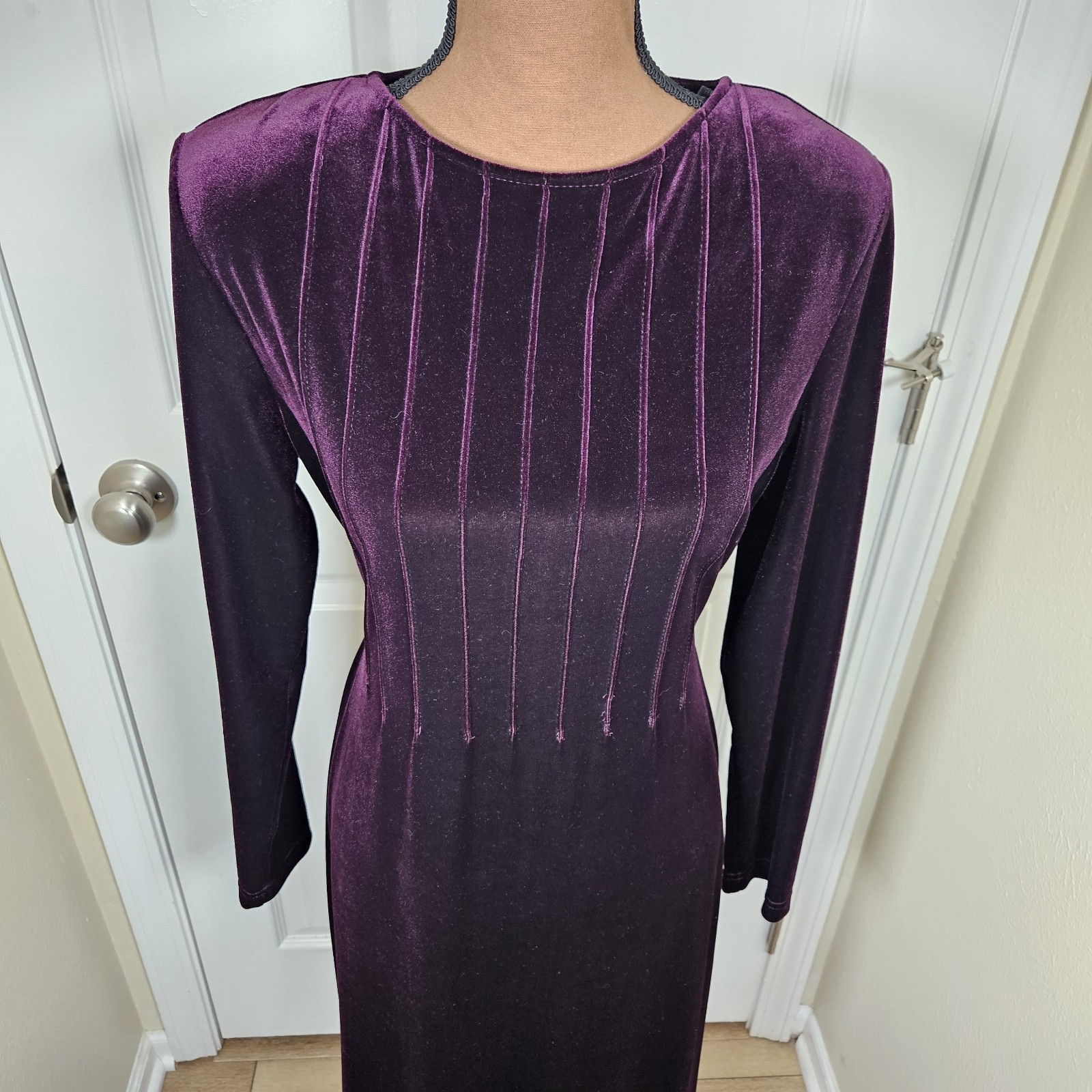Vintage 80’s Purple Velvet Maxi Dress Size 8 Whimsigoth Vampire Retro Gothic