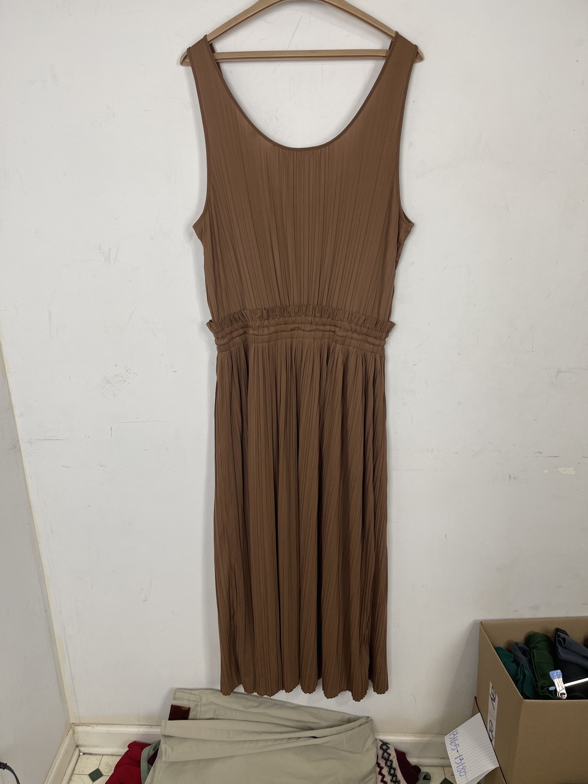 Women’s A.L.C. Pleated Sleeveless Maxi Dress Brown Size XL