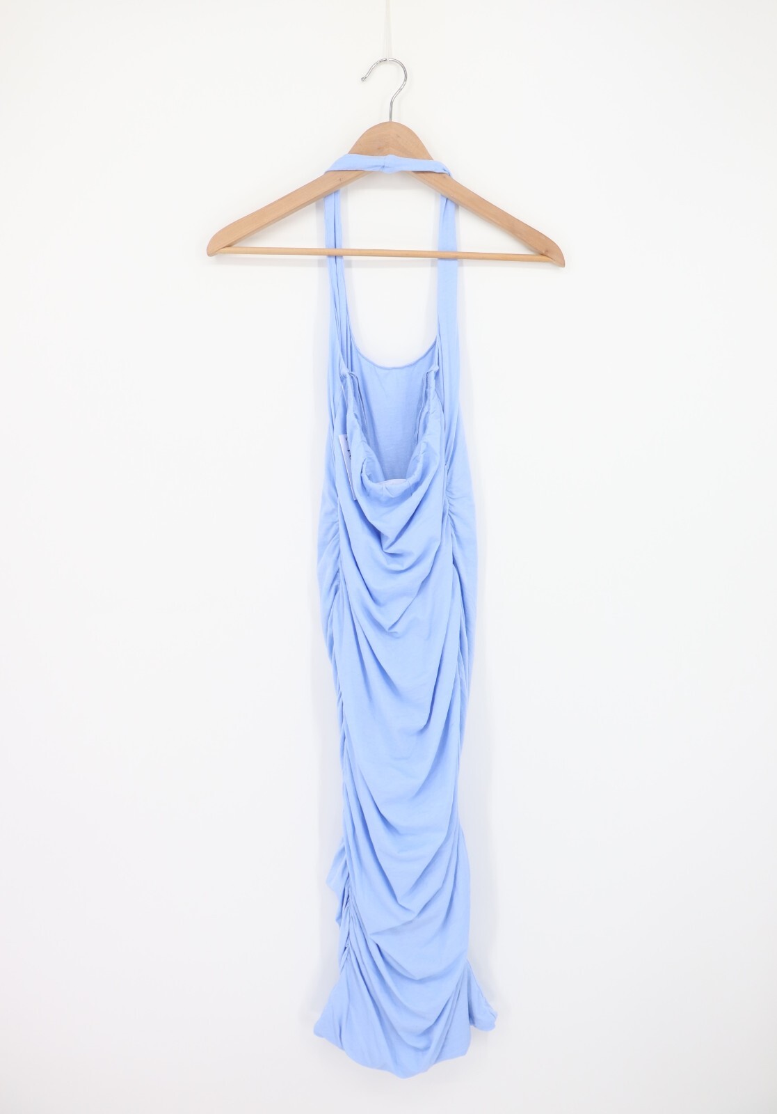 VELVET By Graham & Spencer Amanda Ruched Halter Dress Chill S $198 H5