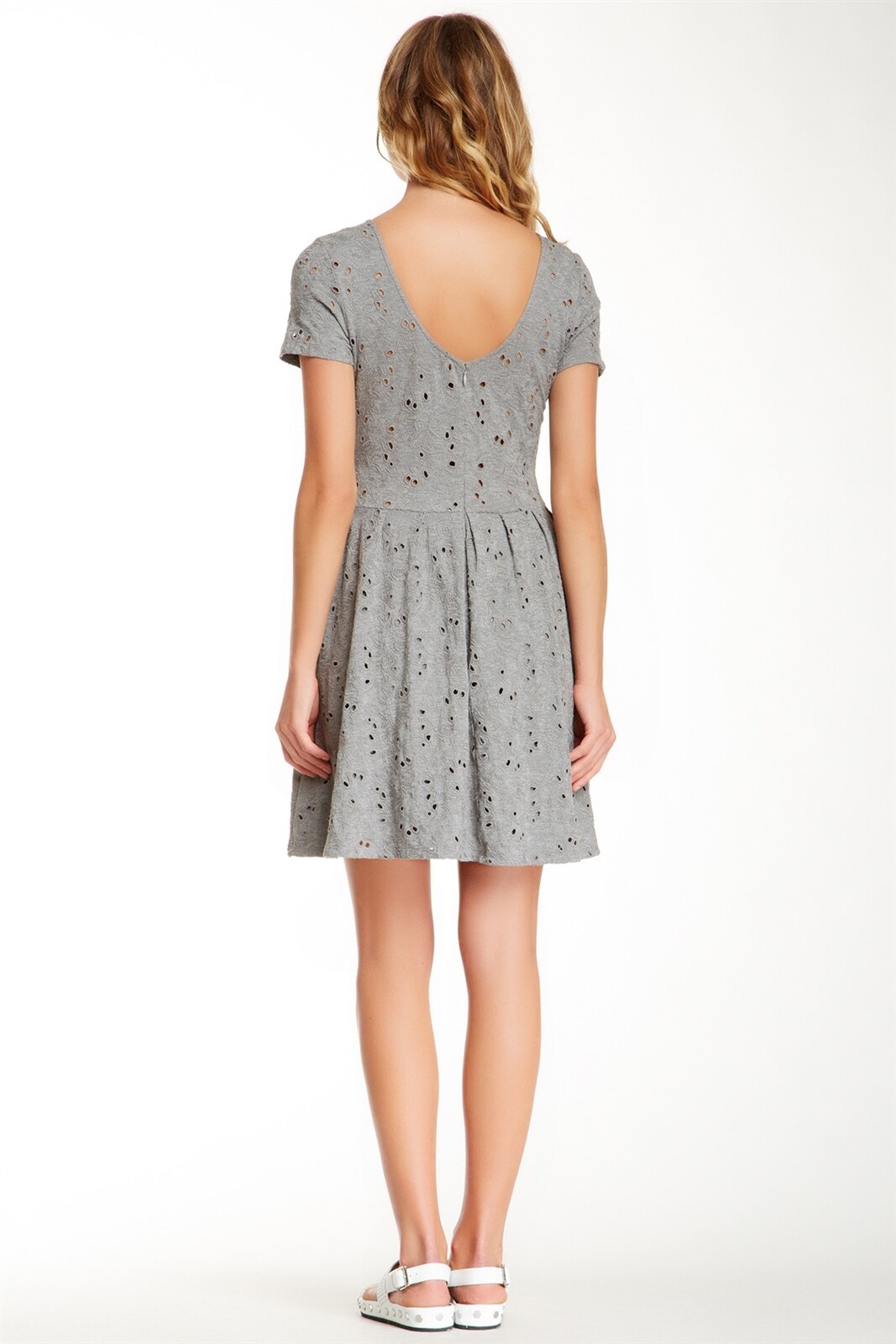 Rebecca Minkoff Gray Short Sleeves Back Zip Closure Storm Mini Dress Size M