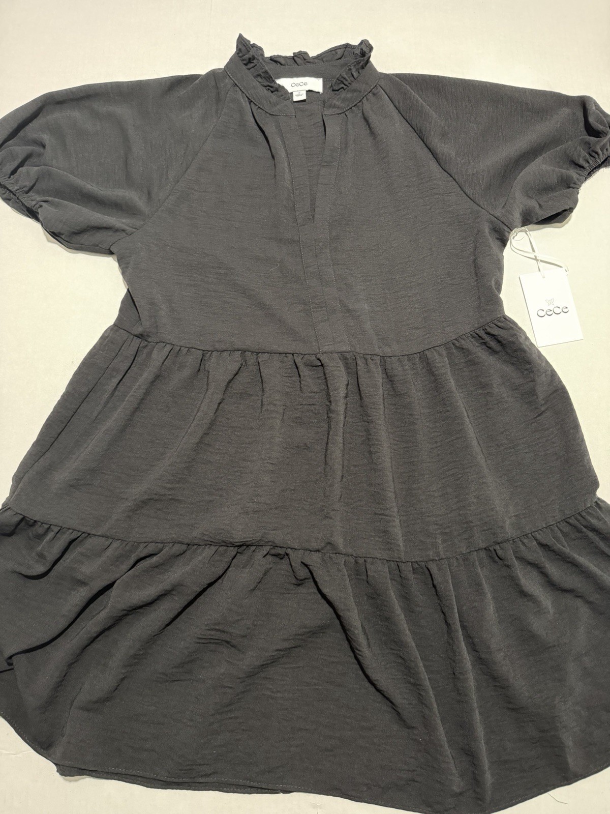 cece brand black v-neck medium length dress, women’s medium nwt