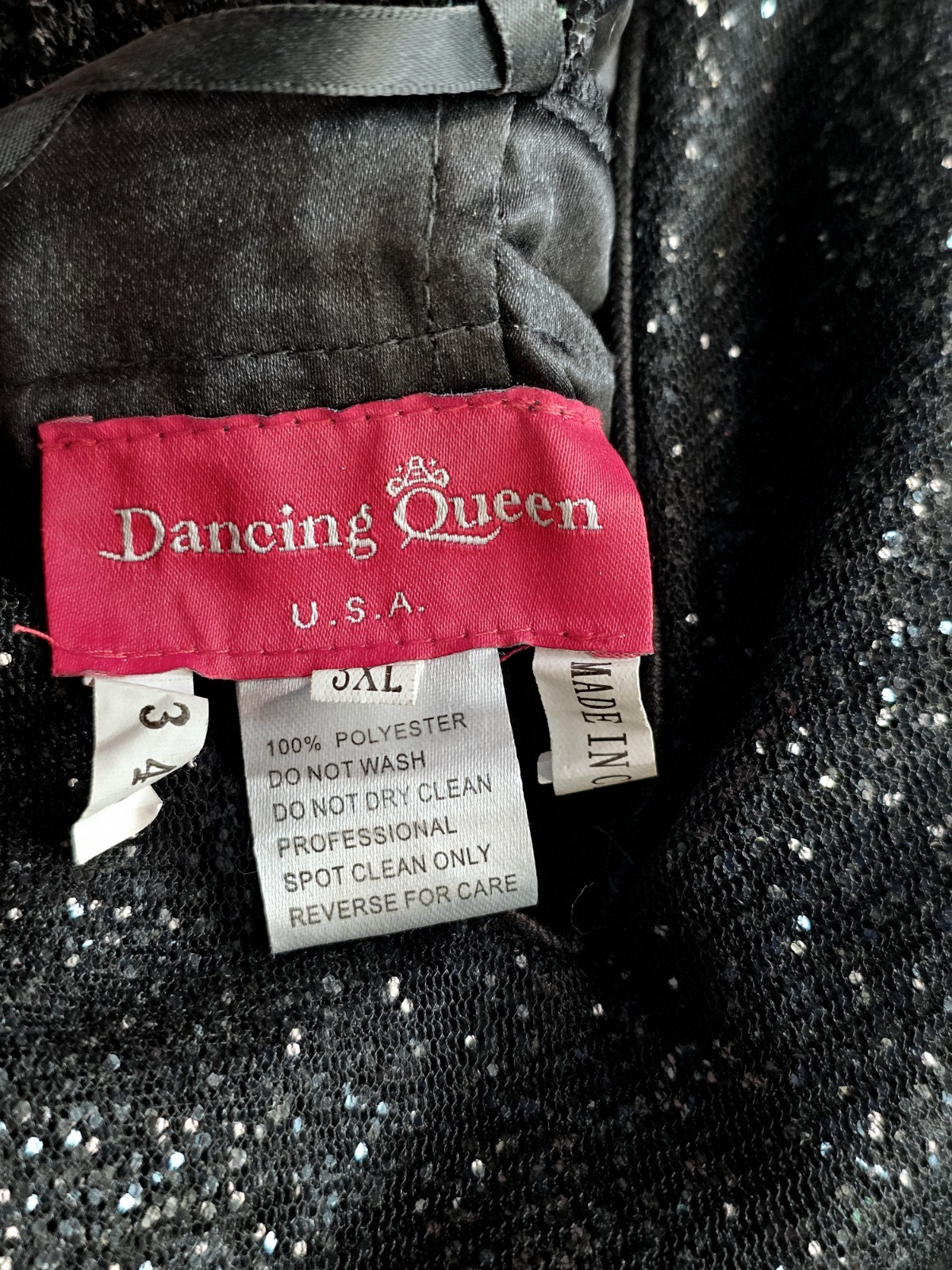 Dancing Queen 1341 Black Glitter Ball Gown Prom Quinceanera Sweetheart 3XL Plus