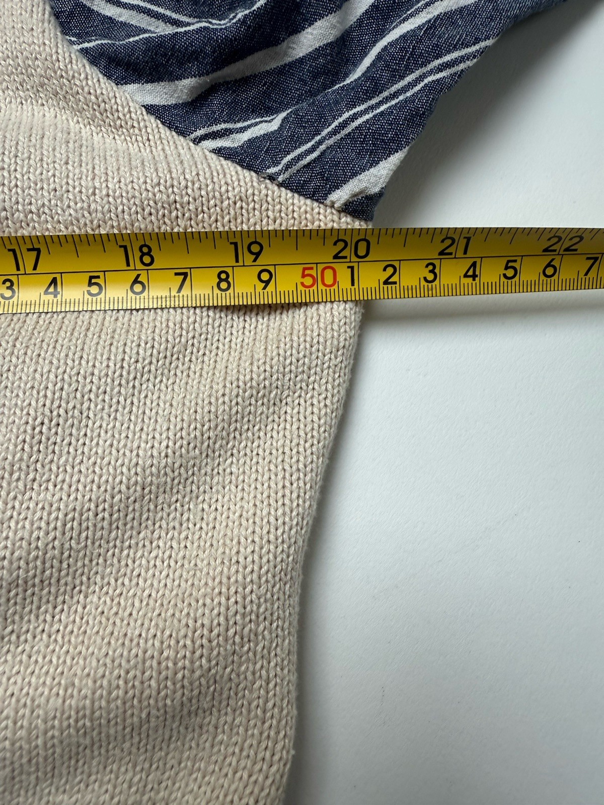 Beams Heart Dress Small Blue Brown White Striped Japan