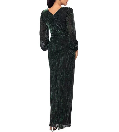 Betsy & Adam Metallic Crinkled Gown MSRP $279