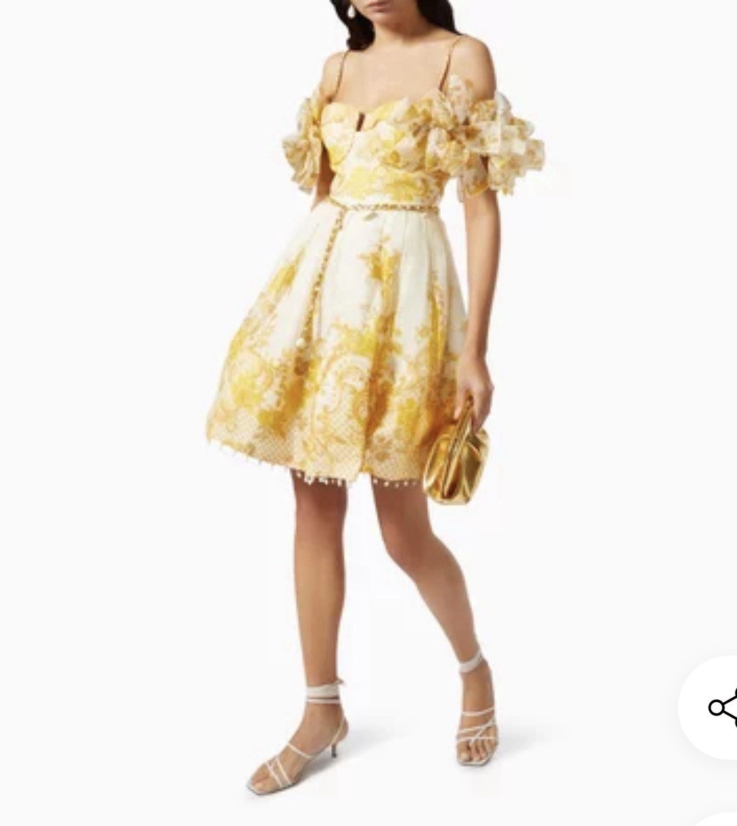 Zimmerman Postcard Bow Bodice Mini Dress in Silk