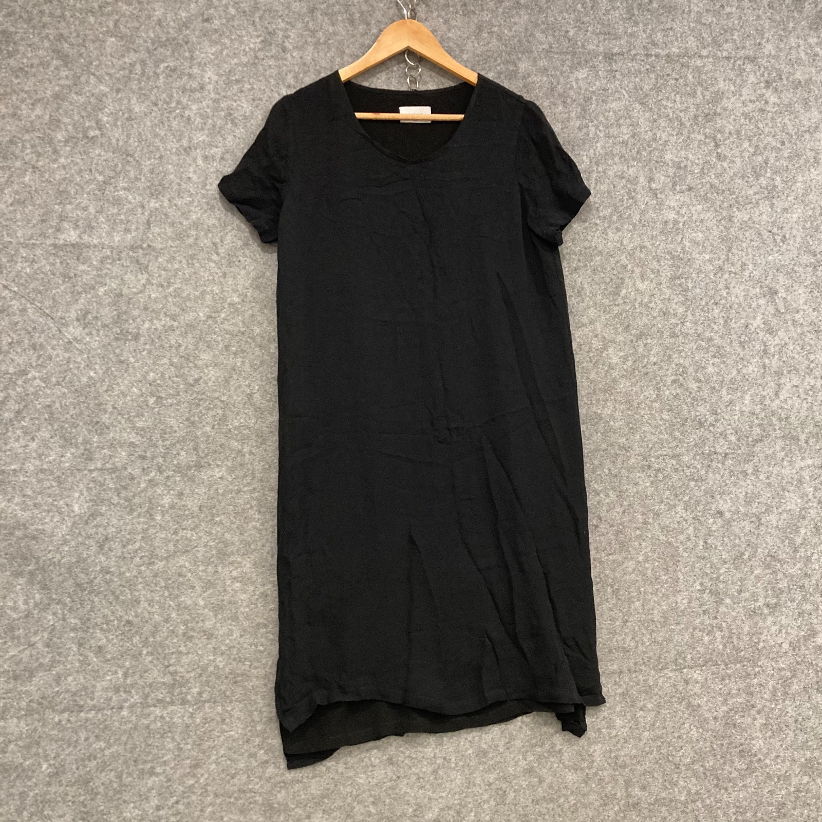 Weathered Silk Dress Womens Size Medium black Short SLeeve Shift 6714