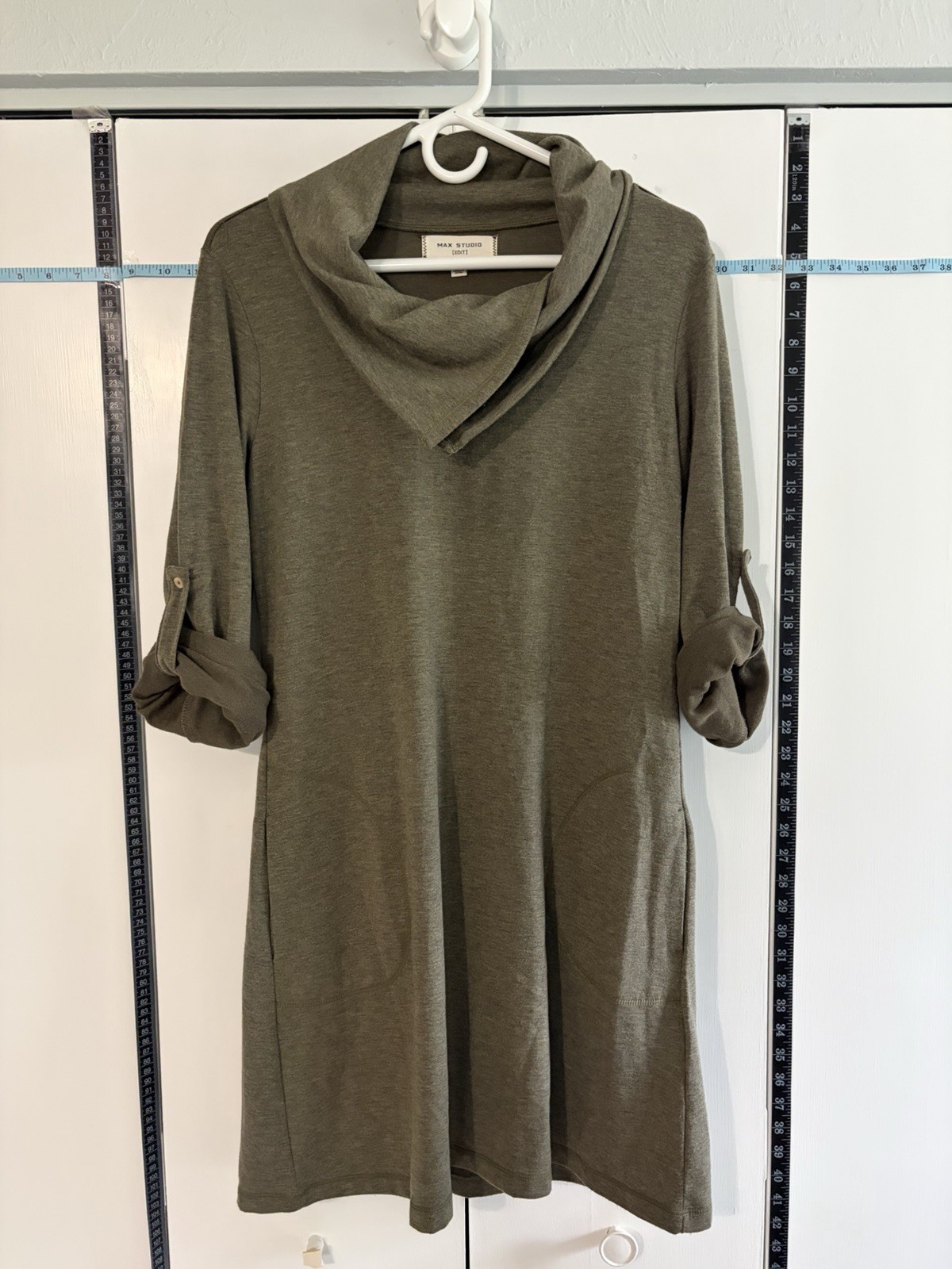 Max Studio Edit Women’s Cowl Neck Long Sleeve Dress with Pockets Medium NWOT M