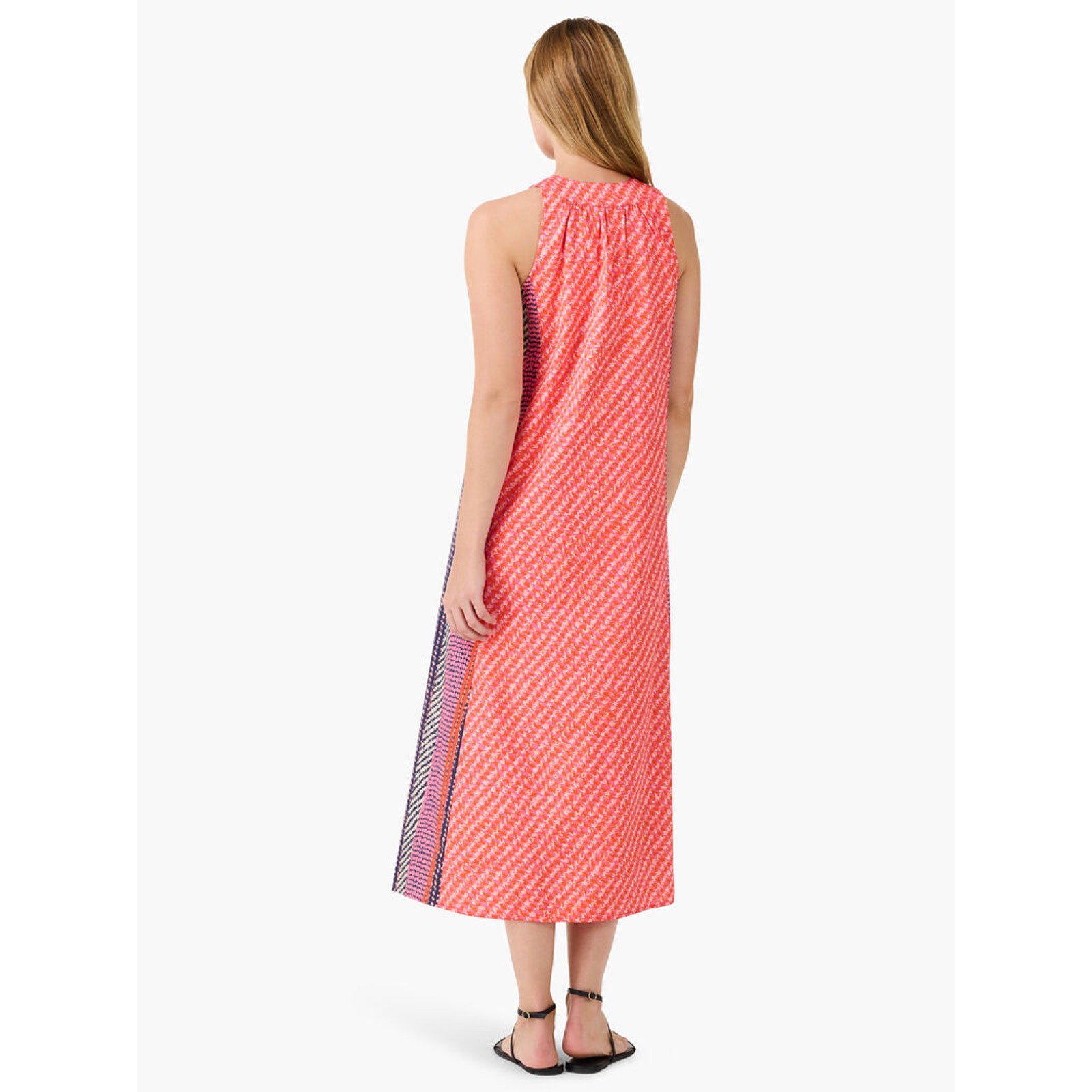 Nic + Zoe Spotty Stripes Sleeveless Midi Dress In Pink Multi Sz M Cotton Summer