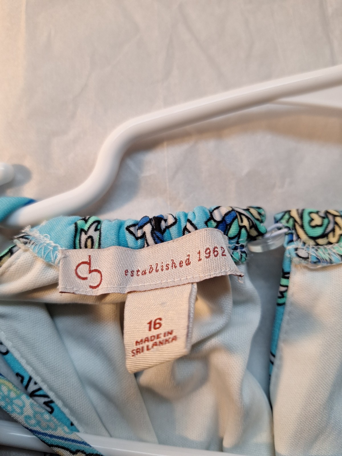 DB (Dress Barn)Turquoise and Black Geometric Pattern Size 16 Maxi Dress S/Less