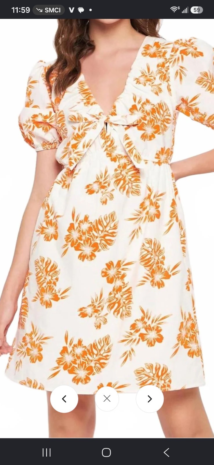 Sim & Sam Mini Dress Orange Ivy Poplin Print Size M Lined Cotton Tropical EUC