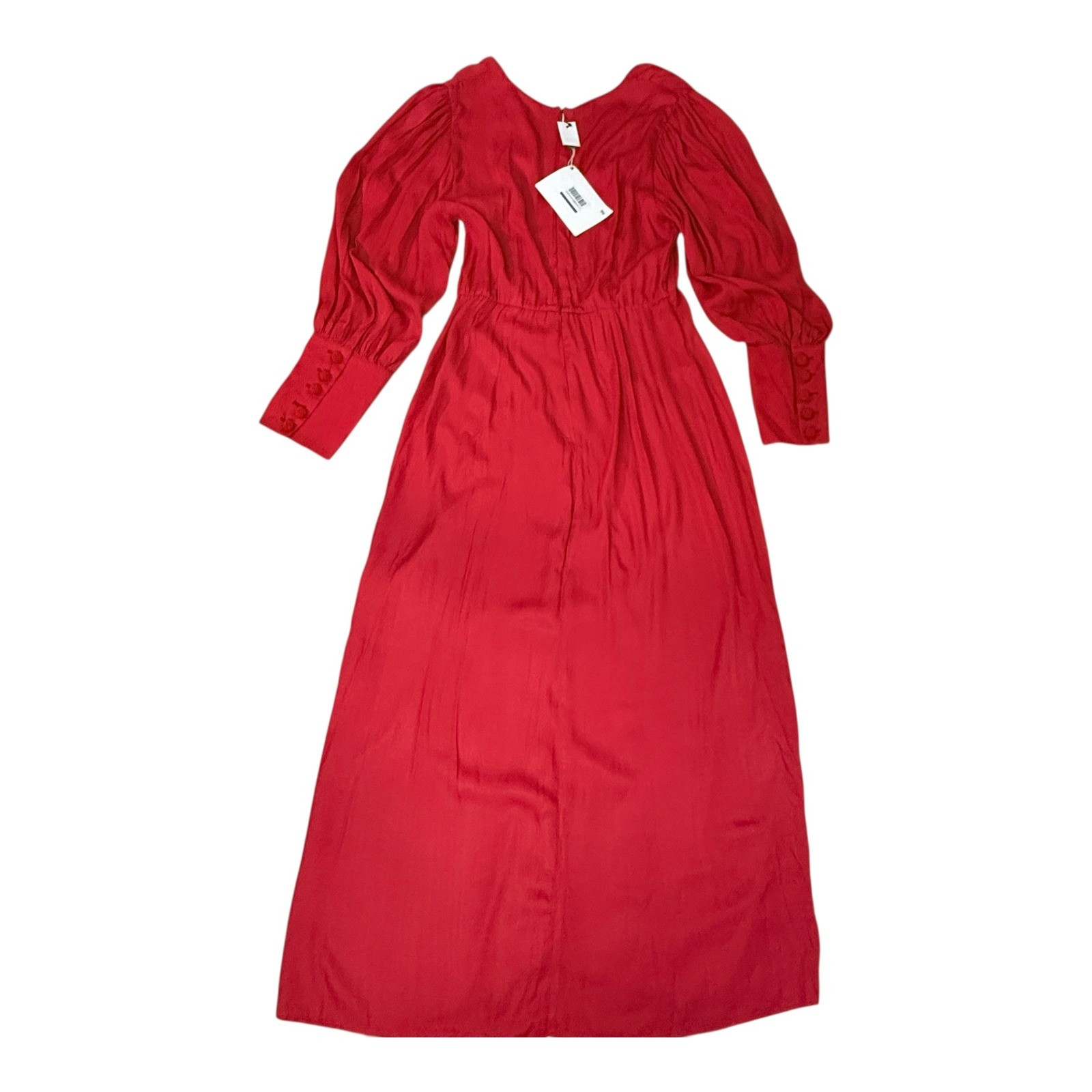 Farm Rio Red Cut Out Long Sleeve Maxi Dress XL Lenzing Ecovero Viscose New