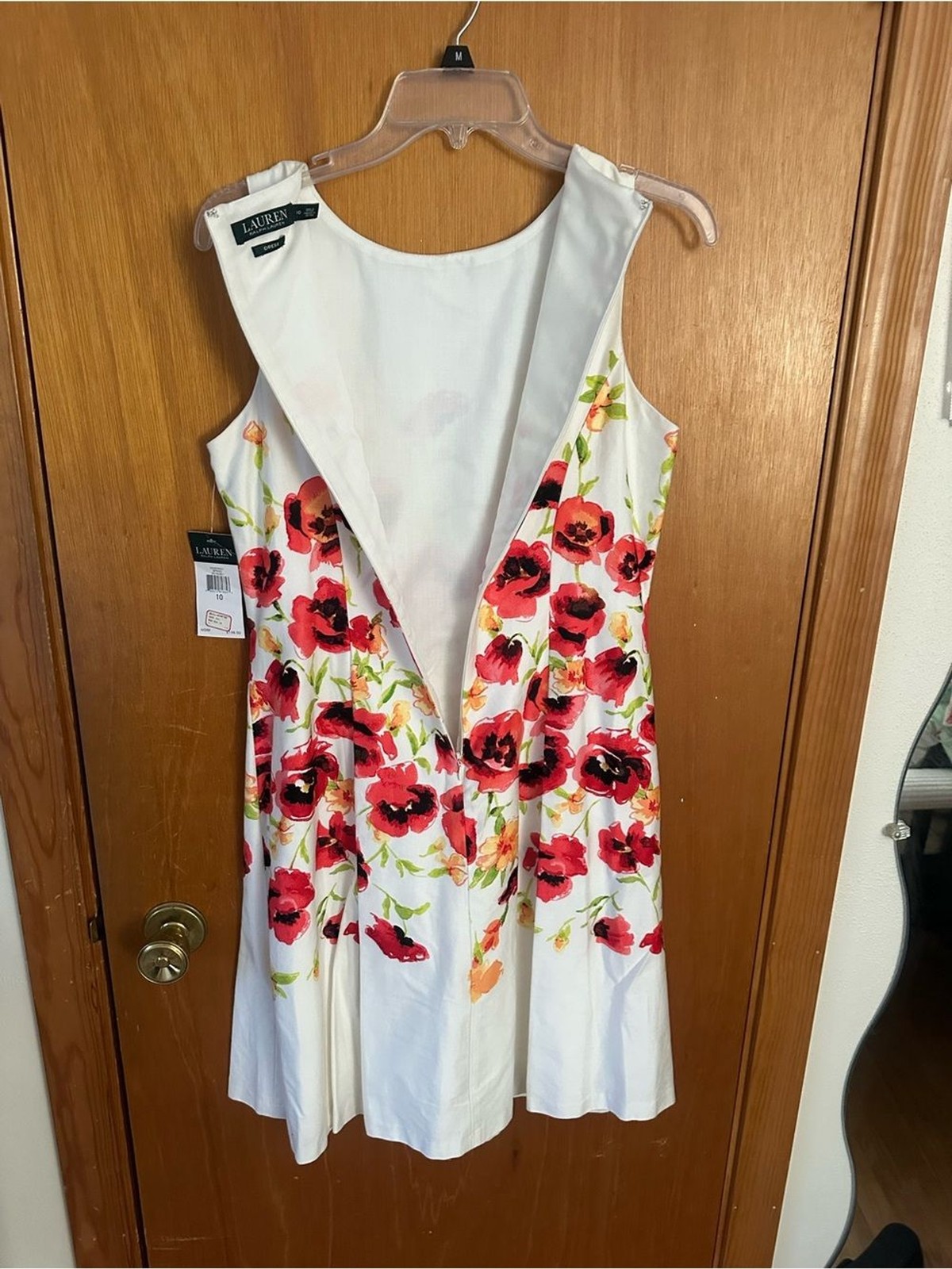 Lauren Ralph Lauren White Red Poppy Floral Fit & Flare Dress NWT Size 10