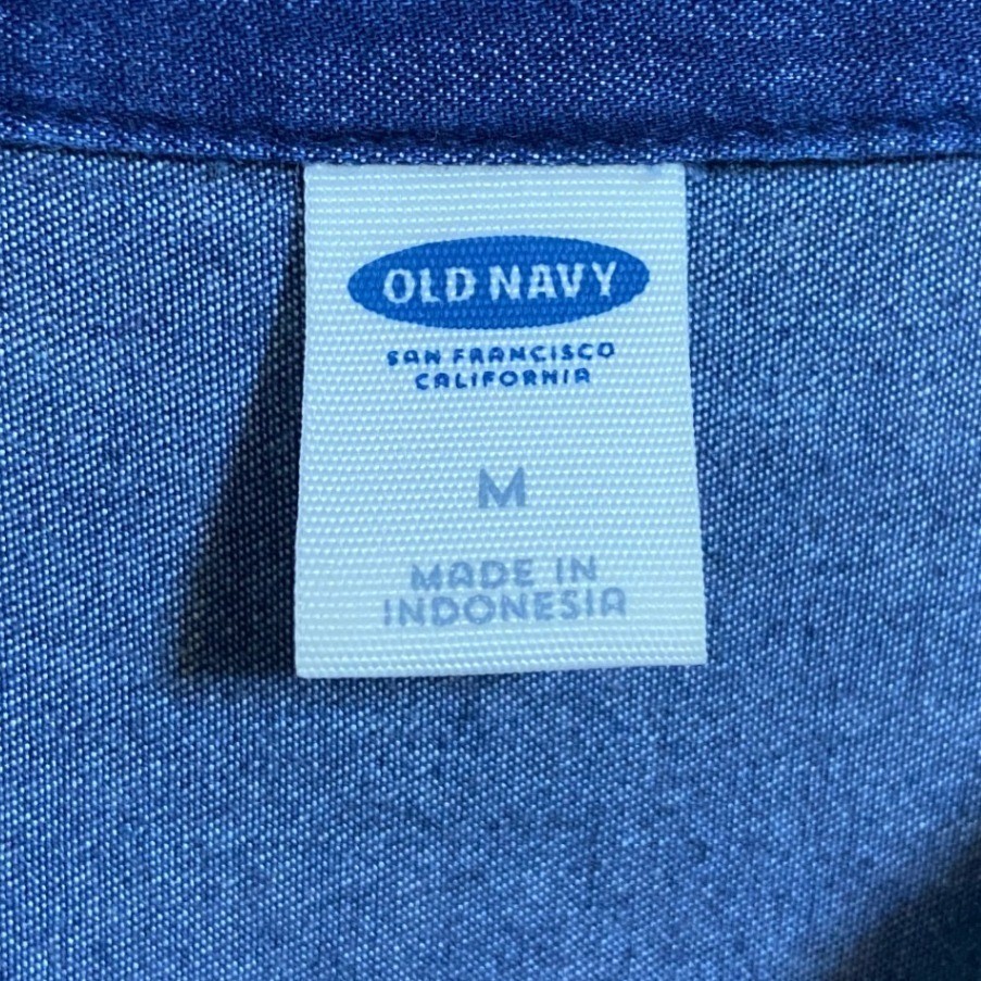 Old Navy Chambray Denim Shirt Dress Long Sleeve Cotton Tunic Western Boho Size M