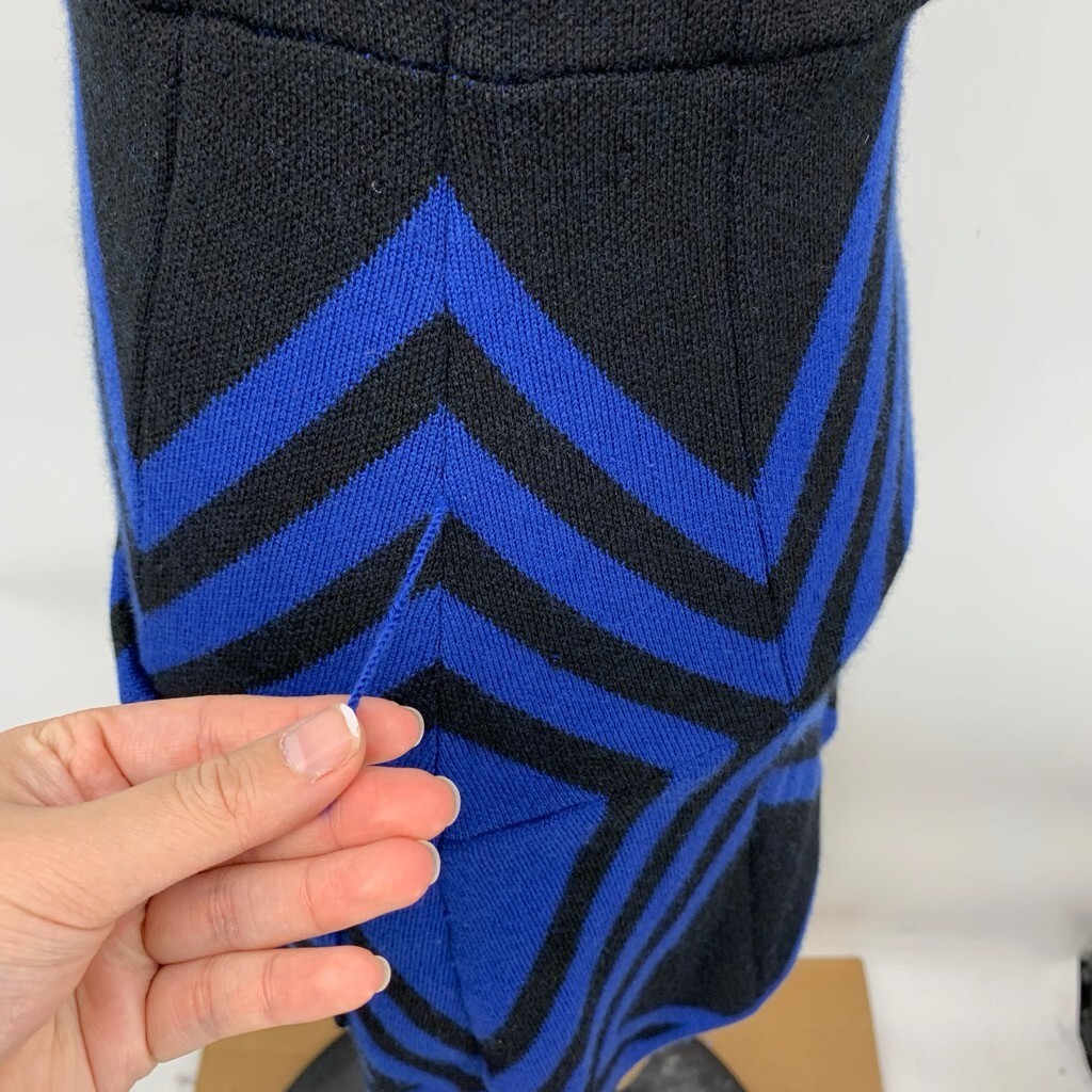 Alice + Olivia Dress Women Extra Small Cobalt Black Wool Chevron Pockets *READ