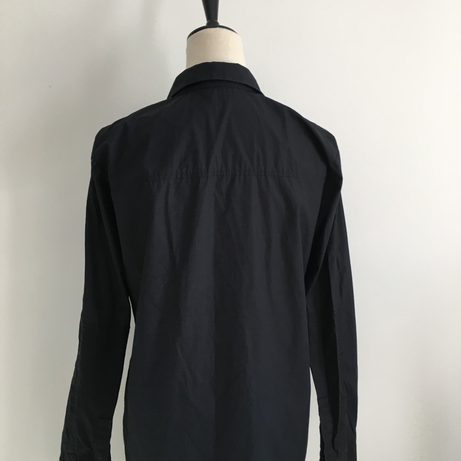 T by ALEXANDER WANG Black Rounded Hem Hidden Button Shirt Dress Womens sz Medium