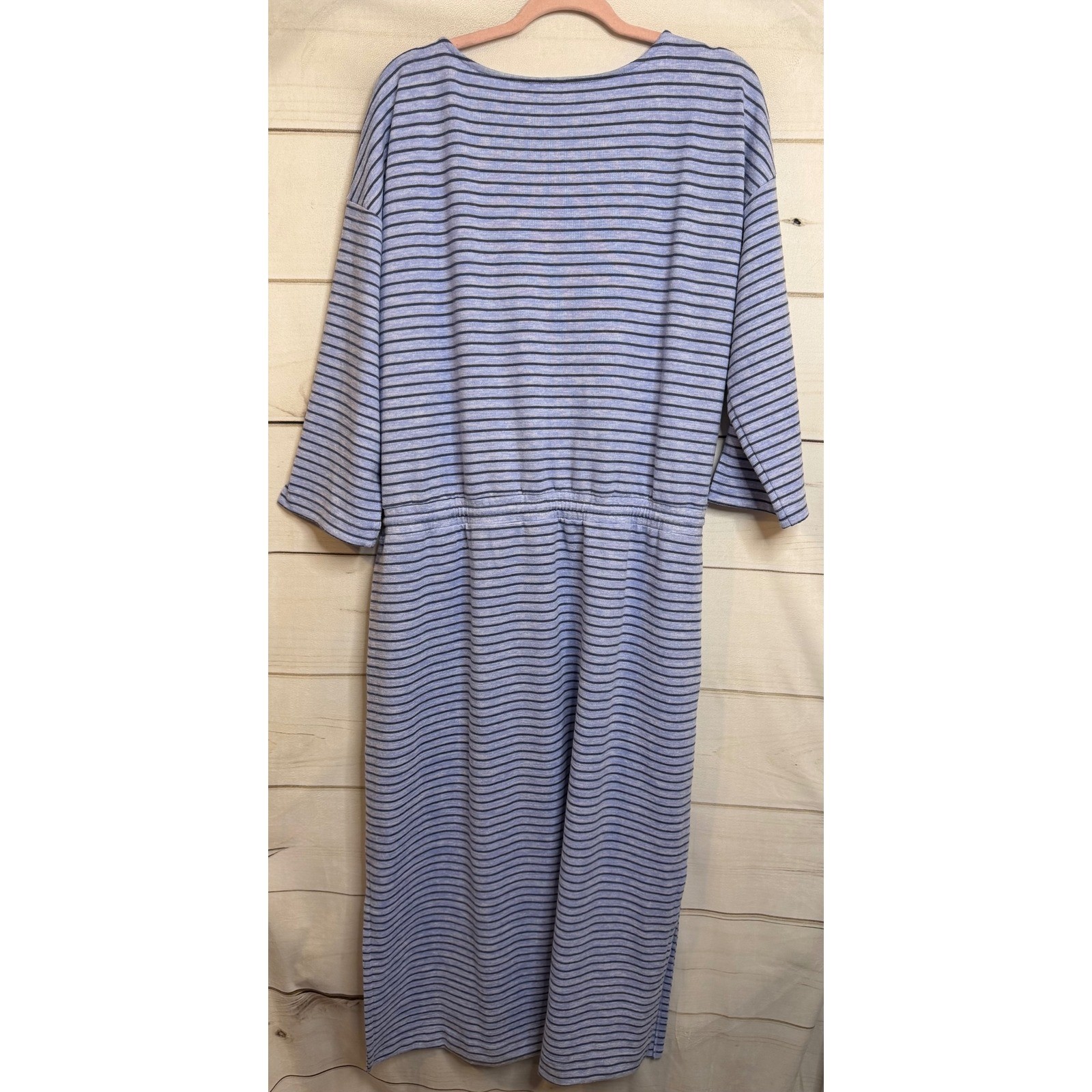 Haven Well Within Blue Striped Drawstring Waist Midi Dress Womens XL VN5241