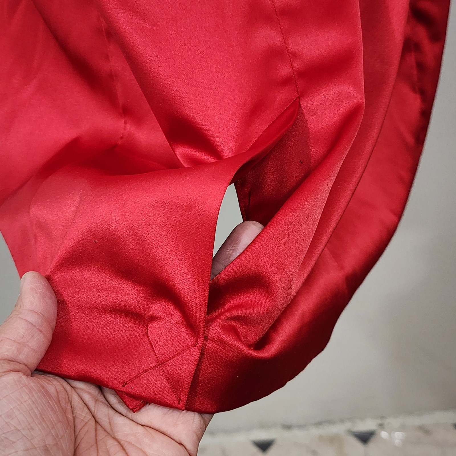 ALLEN B Allen Schwartz Red Satin Short Party Cocktail Dress Drape Back Size 16