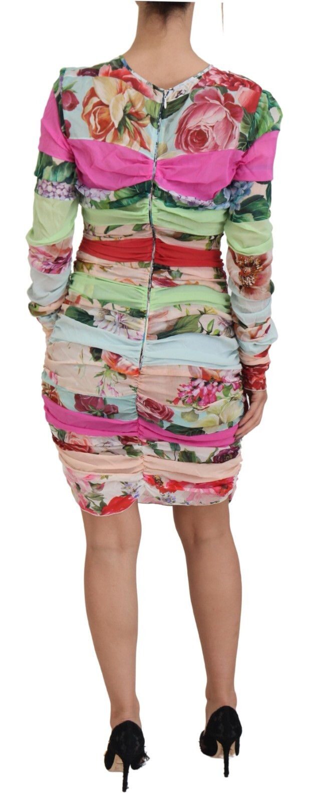 DOLCE & GABBANA Dress Multicolor Silk Floral Bodycon Sheath IT46/US12/XL 2930usd
