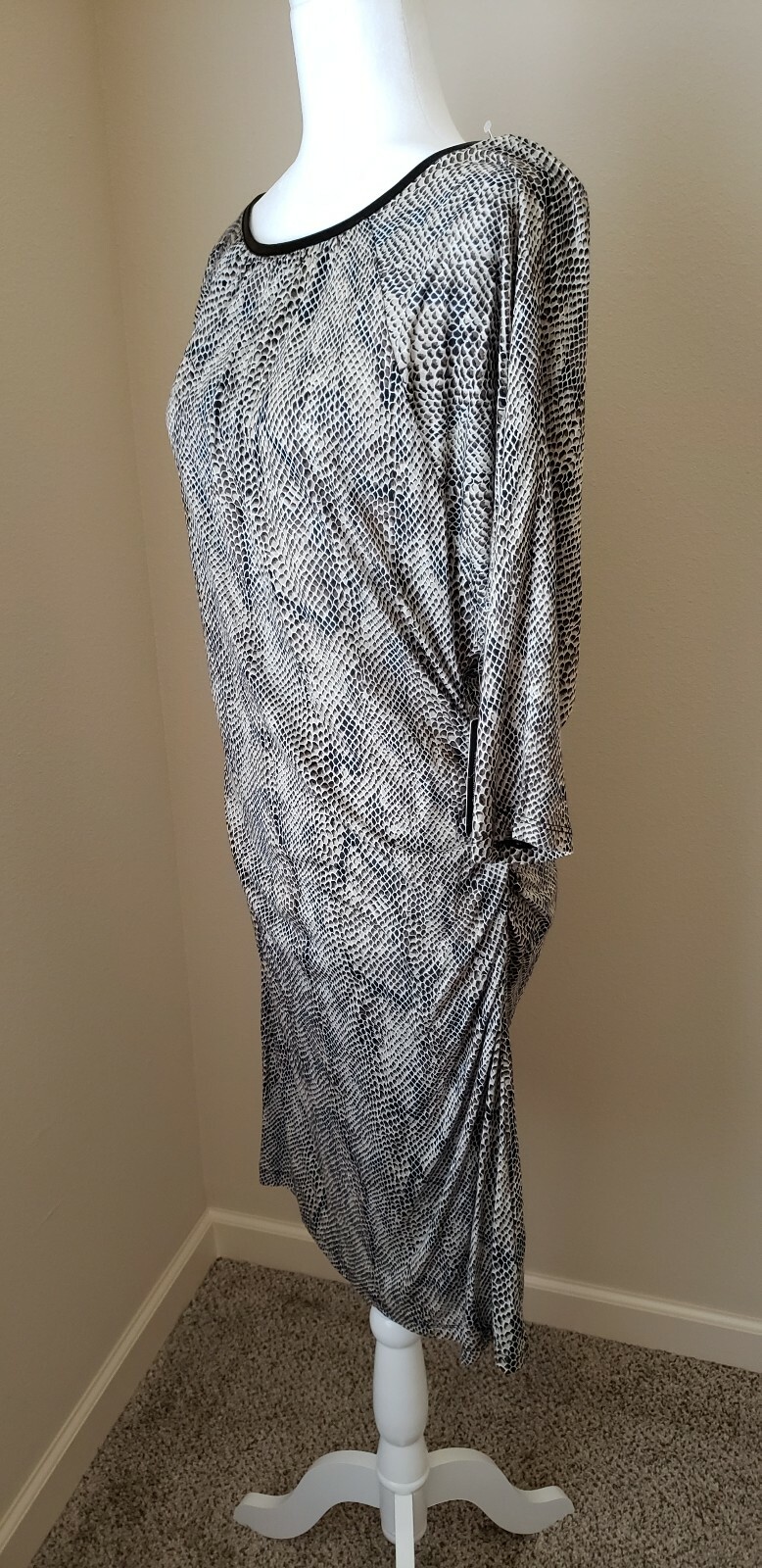 Allen B by Allen Schwartz Womens Brown Snake Print Ruched Sides Bodycon Dress L