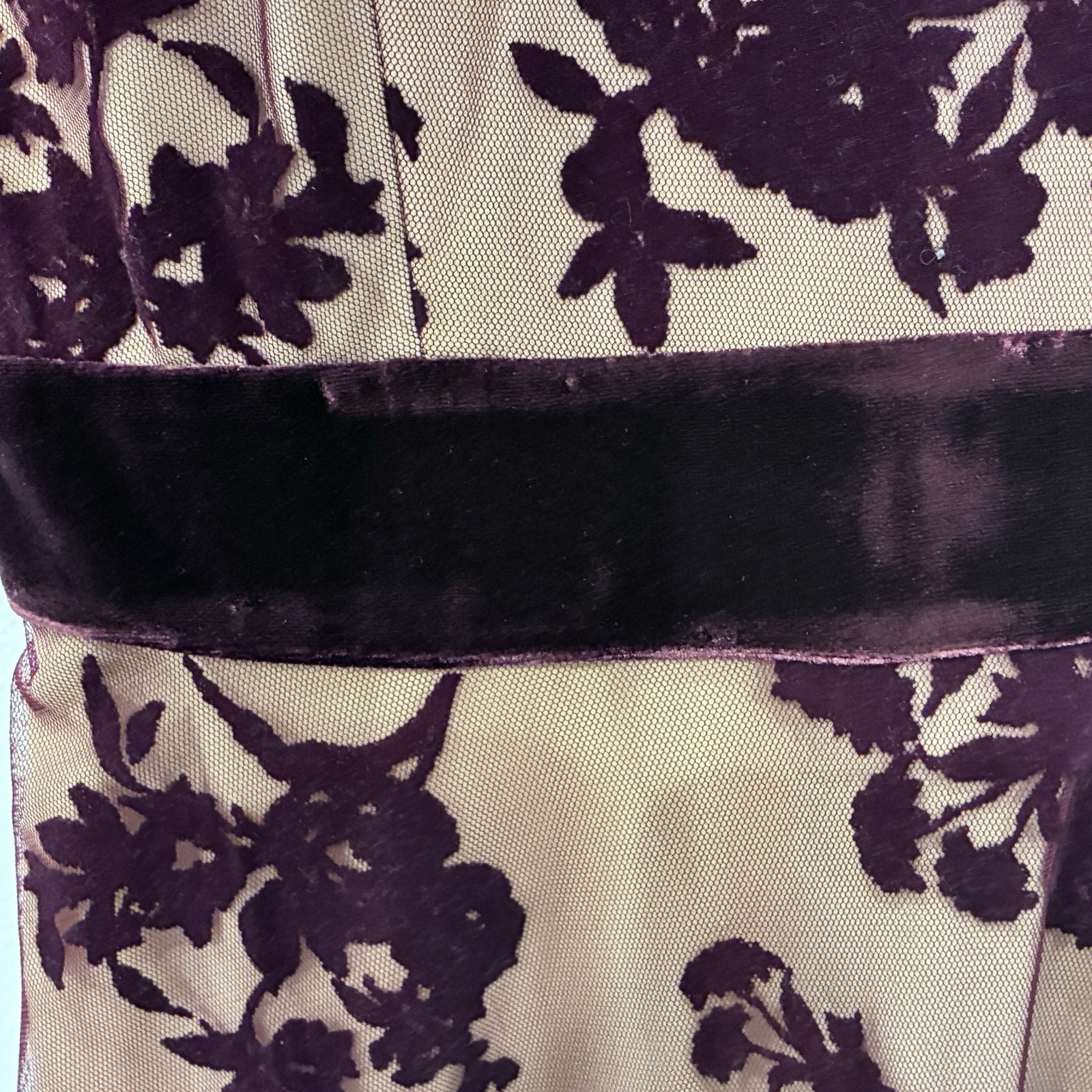 Taylor Whimsigoth Flocked Velvet Mesh Maxi Dress Size 2 Burgundy Dark Romance