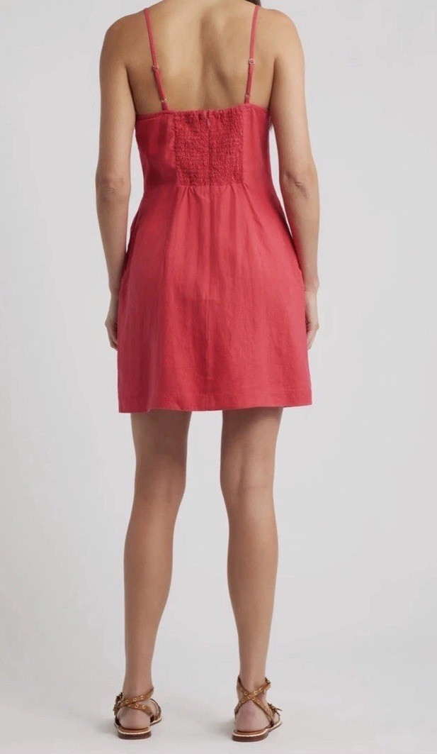Madewell Linen Lined Watermelon Summer Dress, size 8