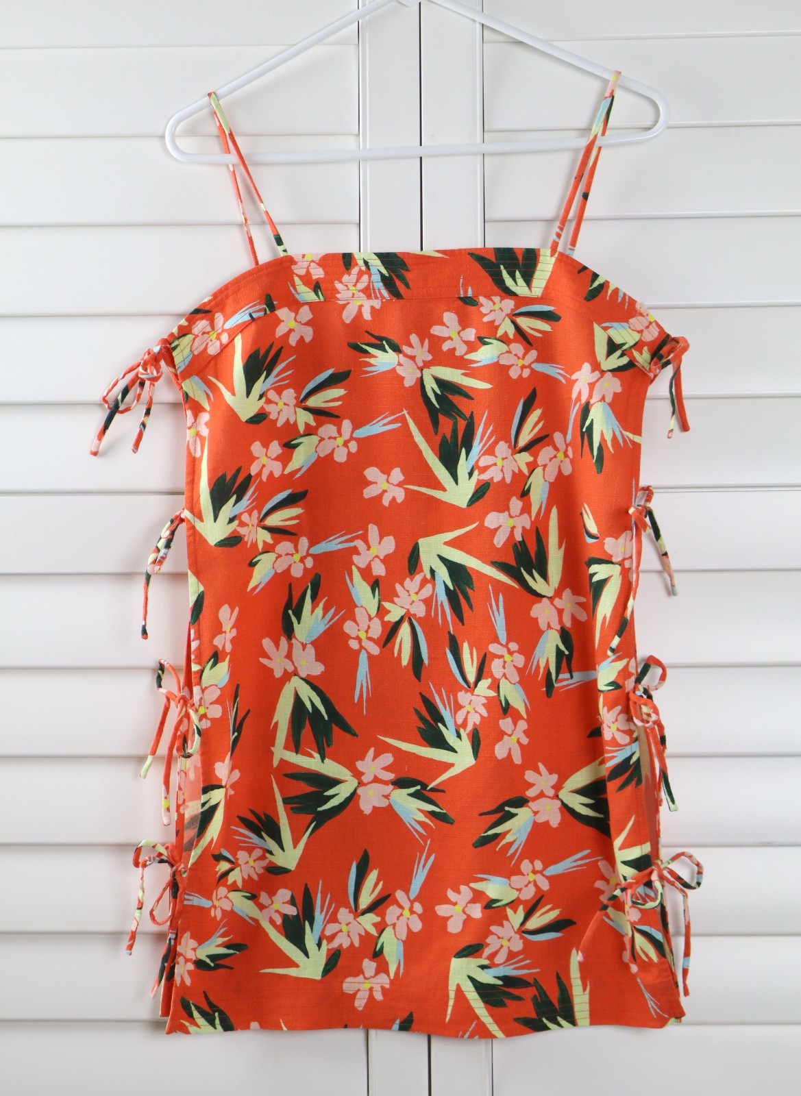 SOLID & STRIPED NWT $225 The Camille Floral Open Side Tie Mini Dress Size Small