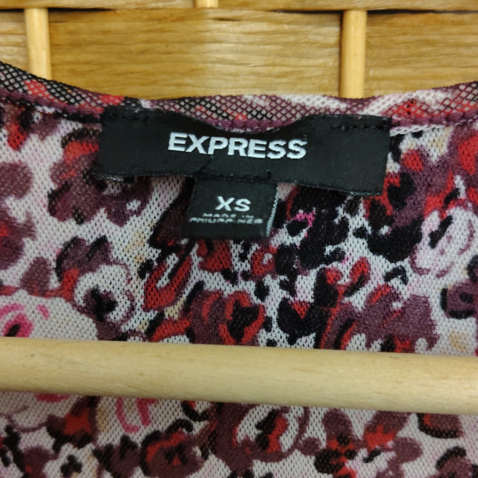 Express Women’s Black/Pink/White Floral Scoop Neck Ruffle Chiffon Mini Dress XS