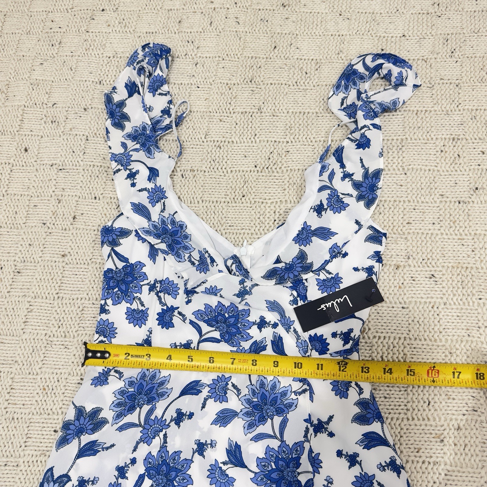 Lulus Arise Blue White Floral Off Shoulder Midi Dress Women’s Small NWT Wedding