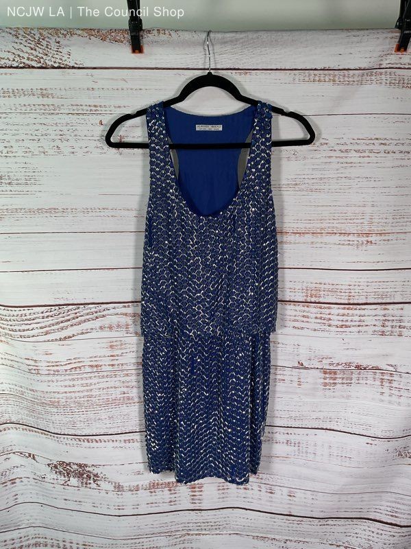 Alberto Makali Women’s Blue Metallic Patten Short Dress