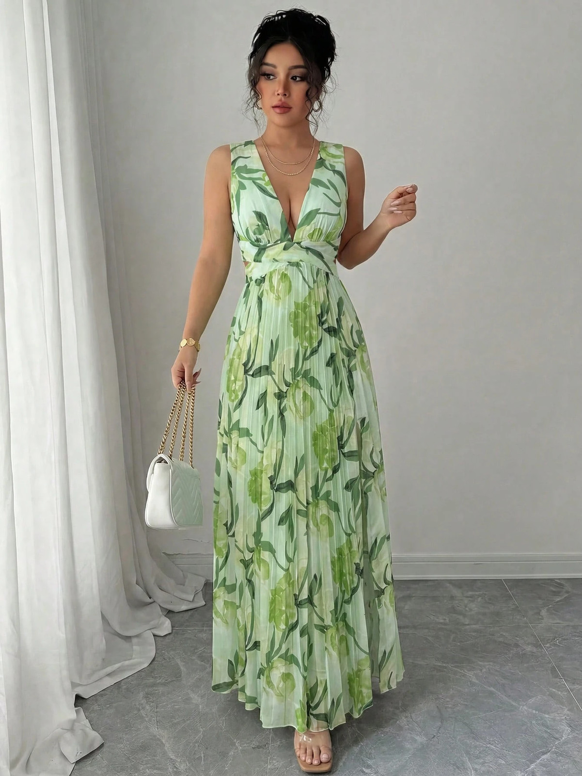Elenzya Floral Sleeveless A Line Maxi Dress