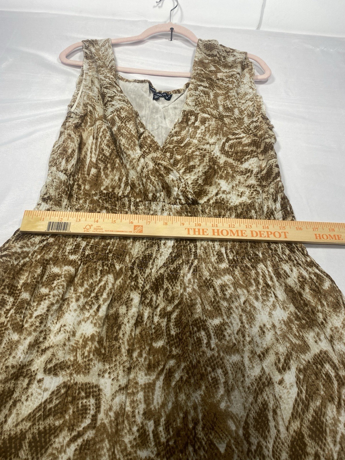 Millenium XL Brown Snakeskin Print Sleeveless Faux Wrap Maxi Dress Boho