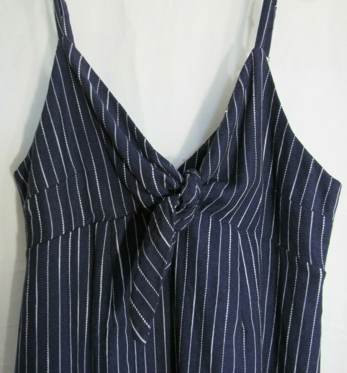 By Together Blue White Striped Tie Front Linen Lined Sleeveless Dress Size M NWT