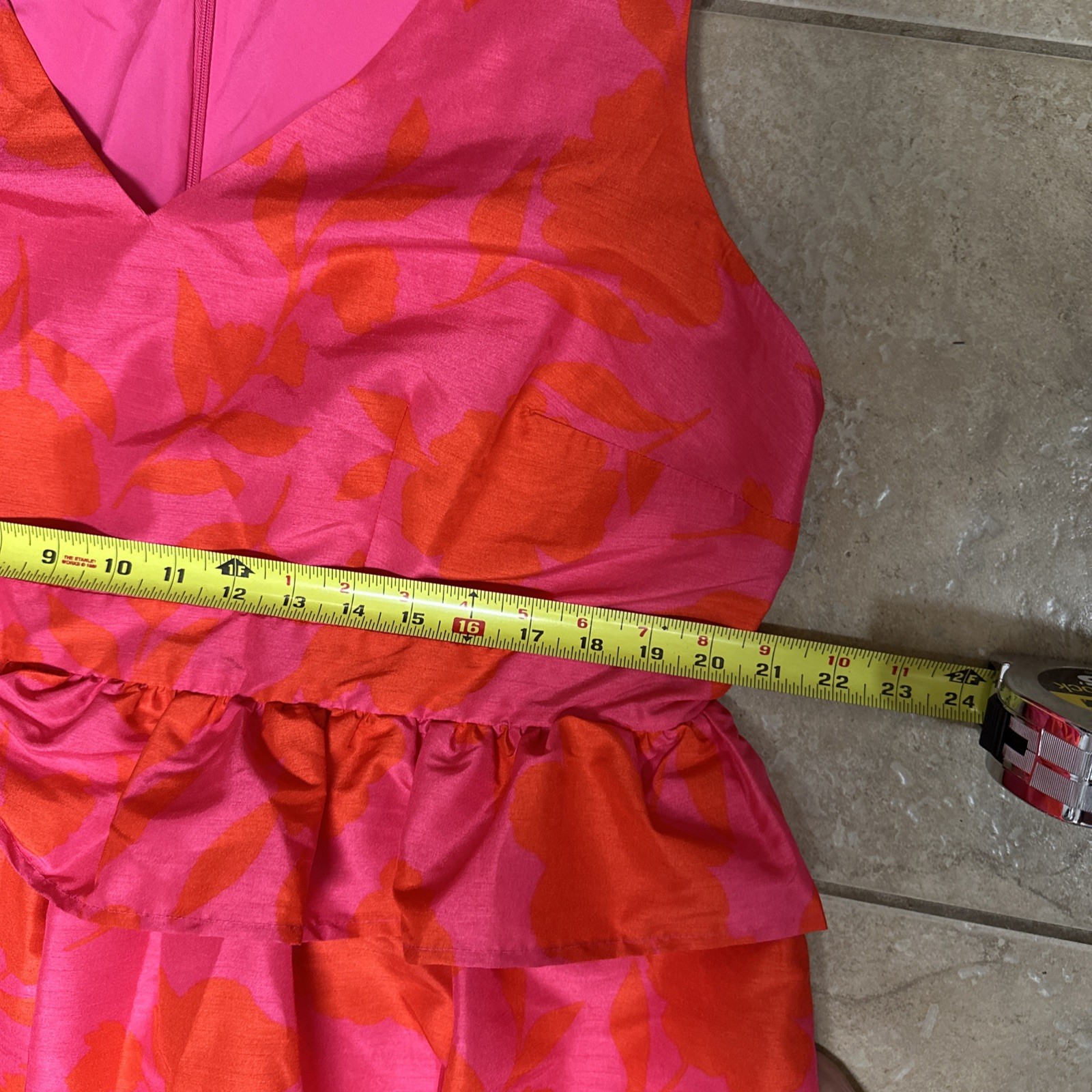 Kate Spade Womens Classic Rose Peplum Midi Dress Pink/Red Sz 17 Party- 0028