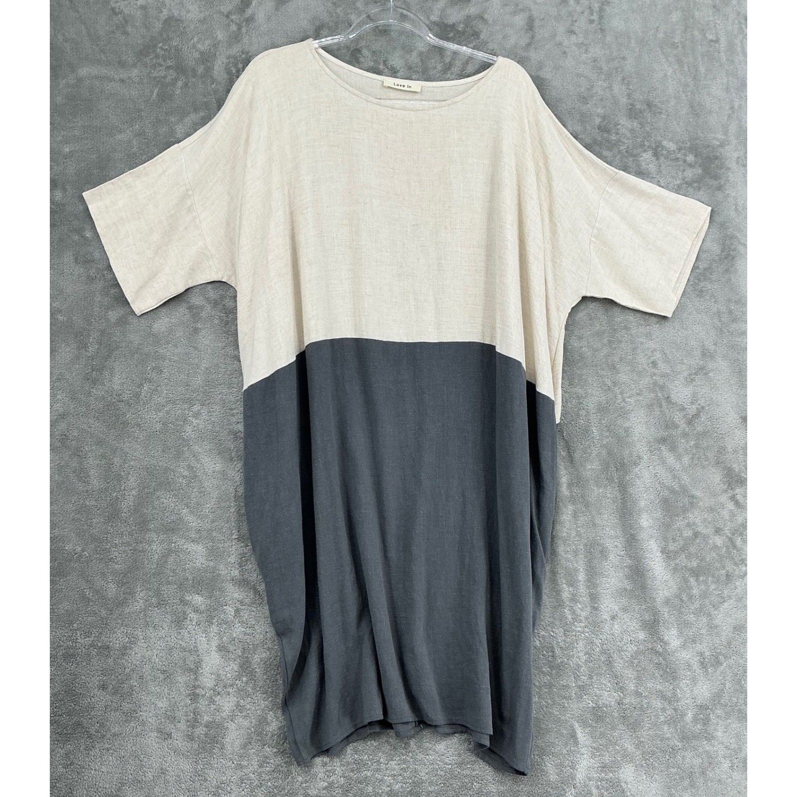 Love In Dress Womens Large Colorblock Linen Blend Pockets Lagenlook Boxy Pockets
