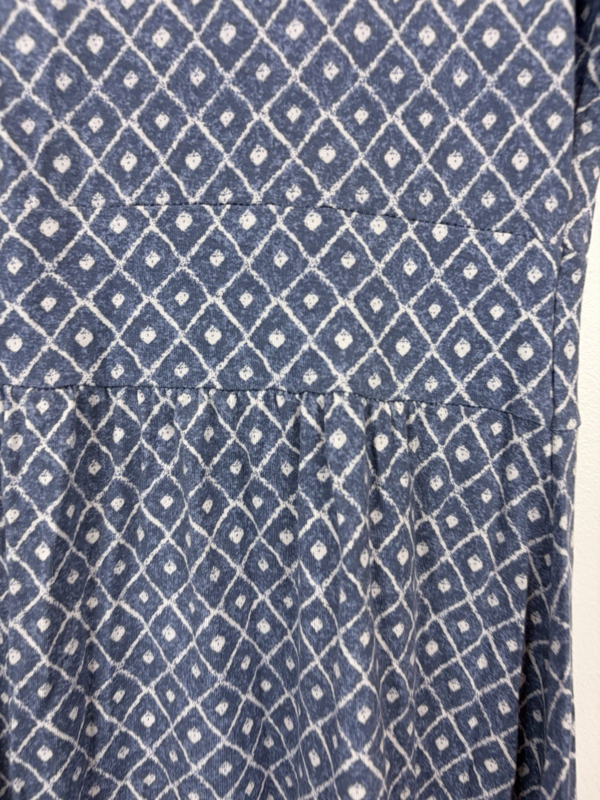 LL Bean Knit Dress Womens Small Print Empire Waist Summer Comfort Casual Coastal