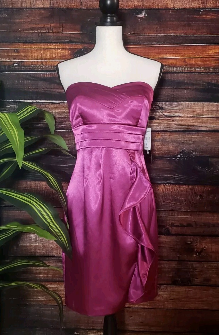 My Michelle Dress Size 9 Juniors Fuchsia Strapless Lined Zip Formal Party READ