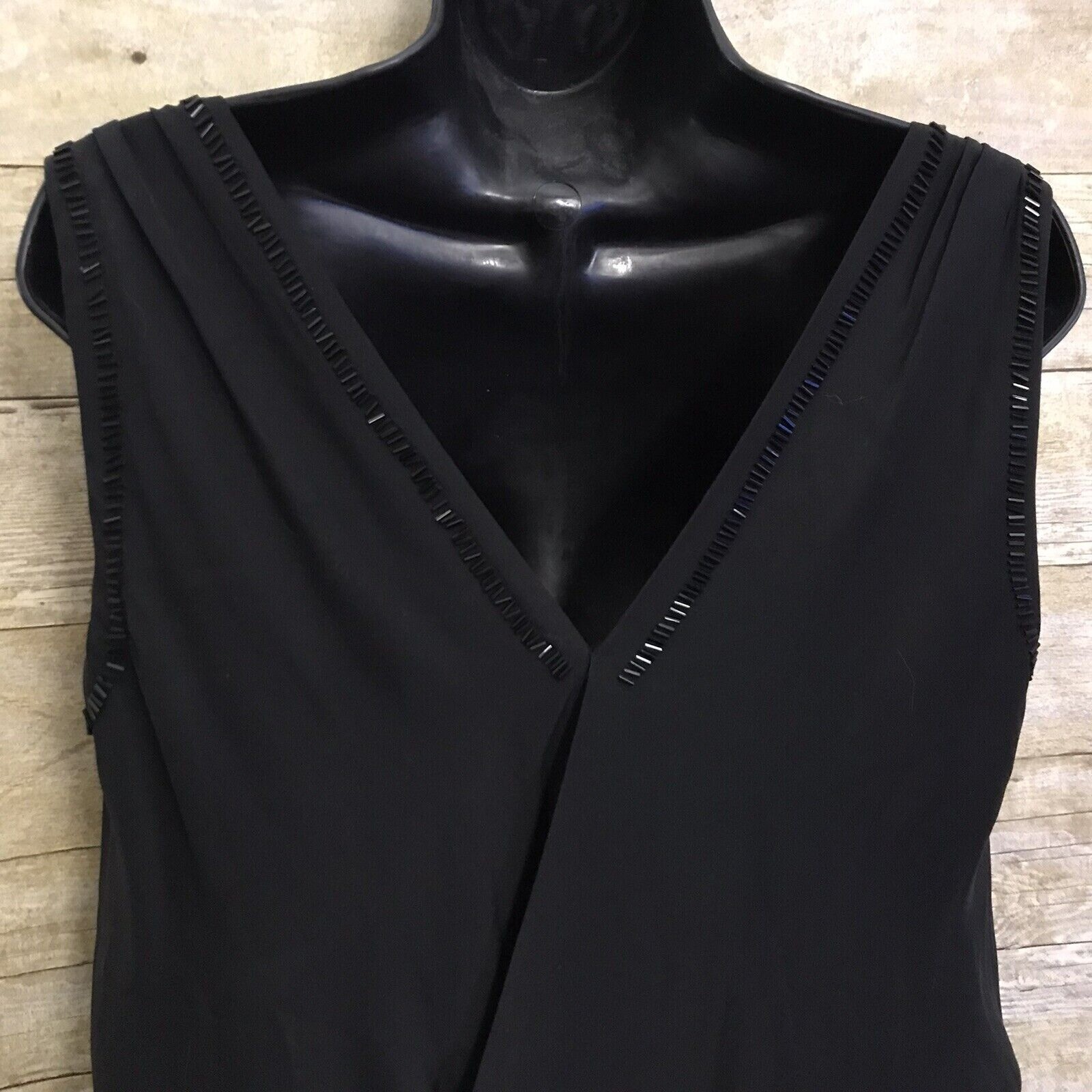 Banana Republic Monogram Collection Size 2 Black Dress Beaded Draped Neck NWT