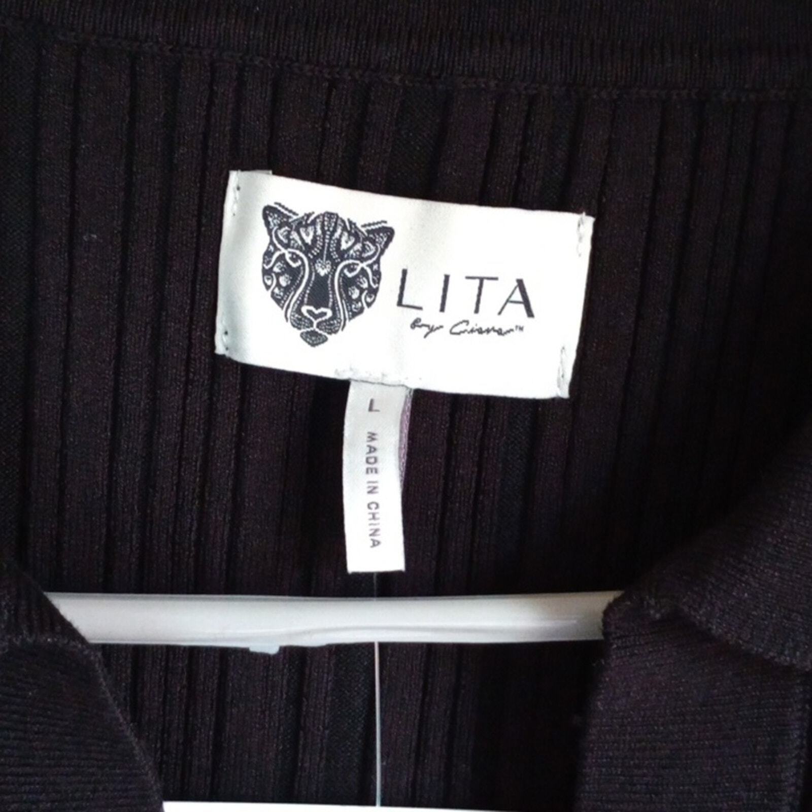 Lita by Ciara mini polo style minimalist dress Ribbed Cotton Size L New Tags
