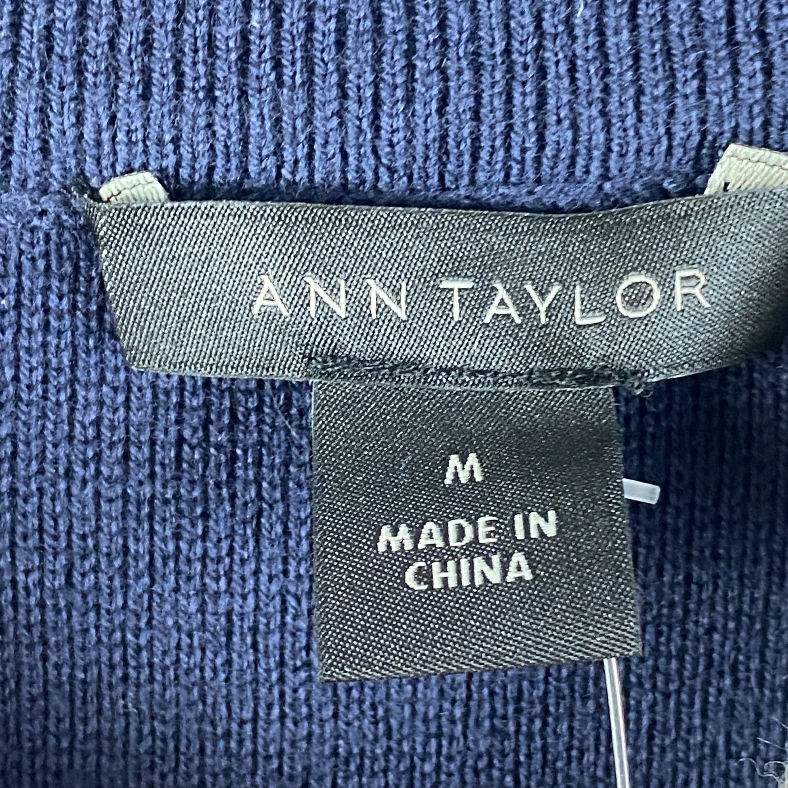 Ann Taylor Colorblock Sweater Dress Size Medium Long Sleeve Navy Cream
