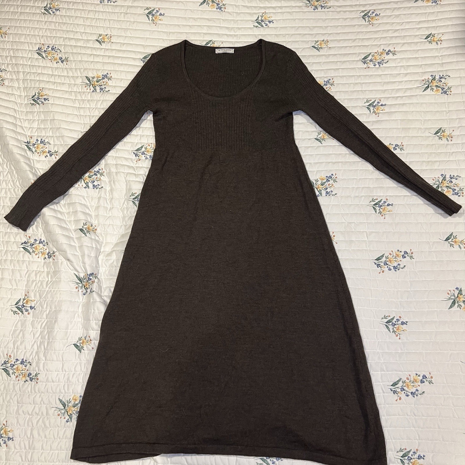 The White Company Women’s Brown 100% Merino Wool Maxi Dress Size M Mock Shrug