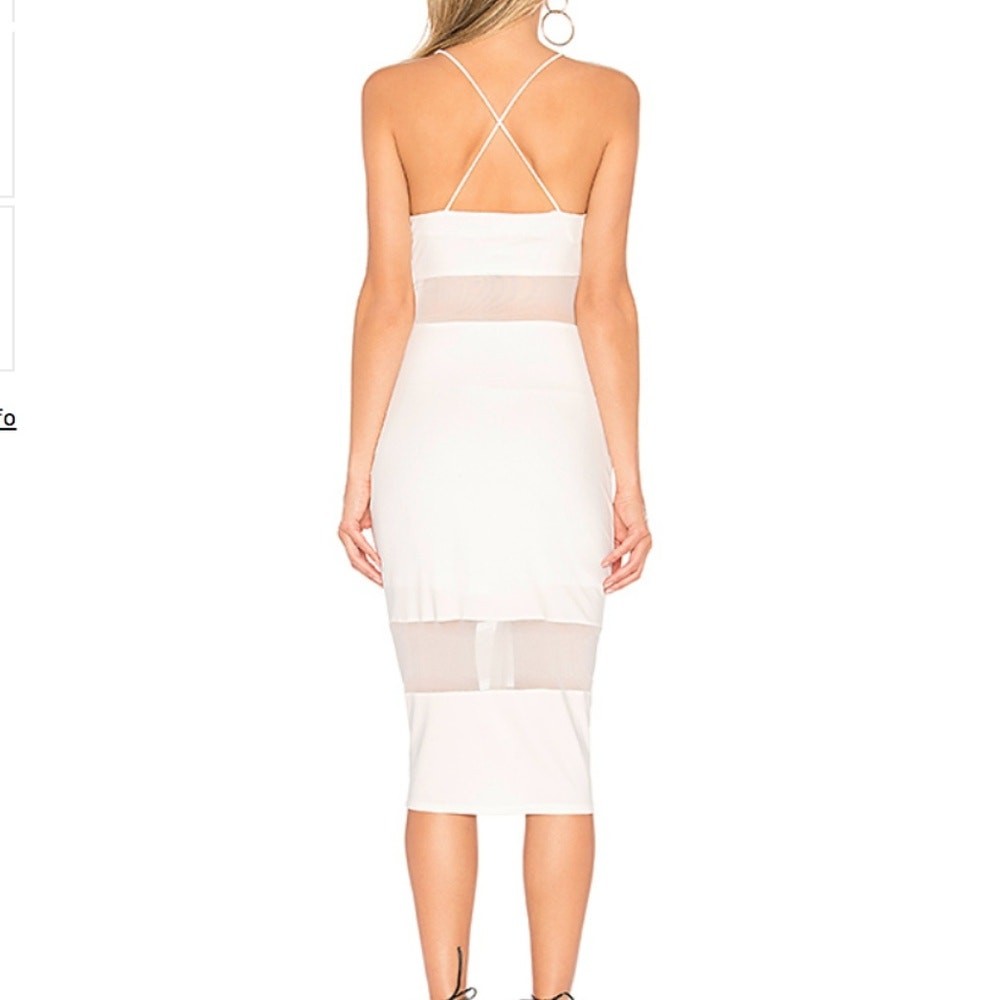By The Way Revolve Naomi Mesh Cut Out Midi Dress in White NWT Sz Small