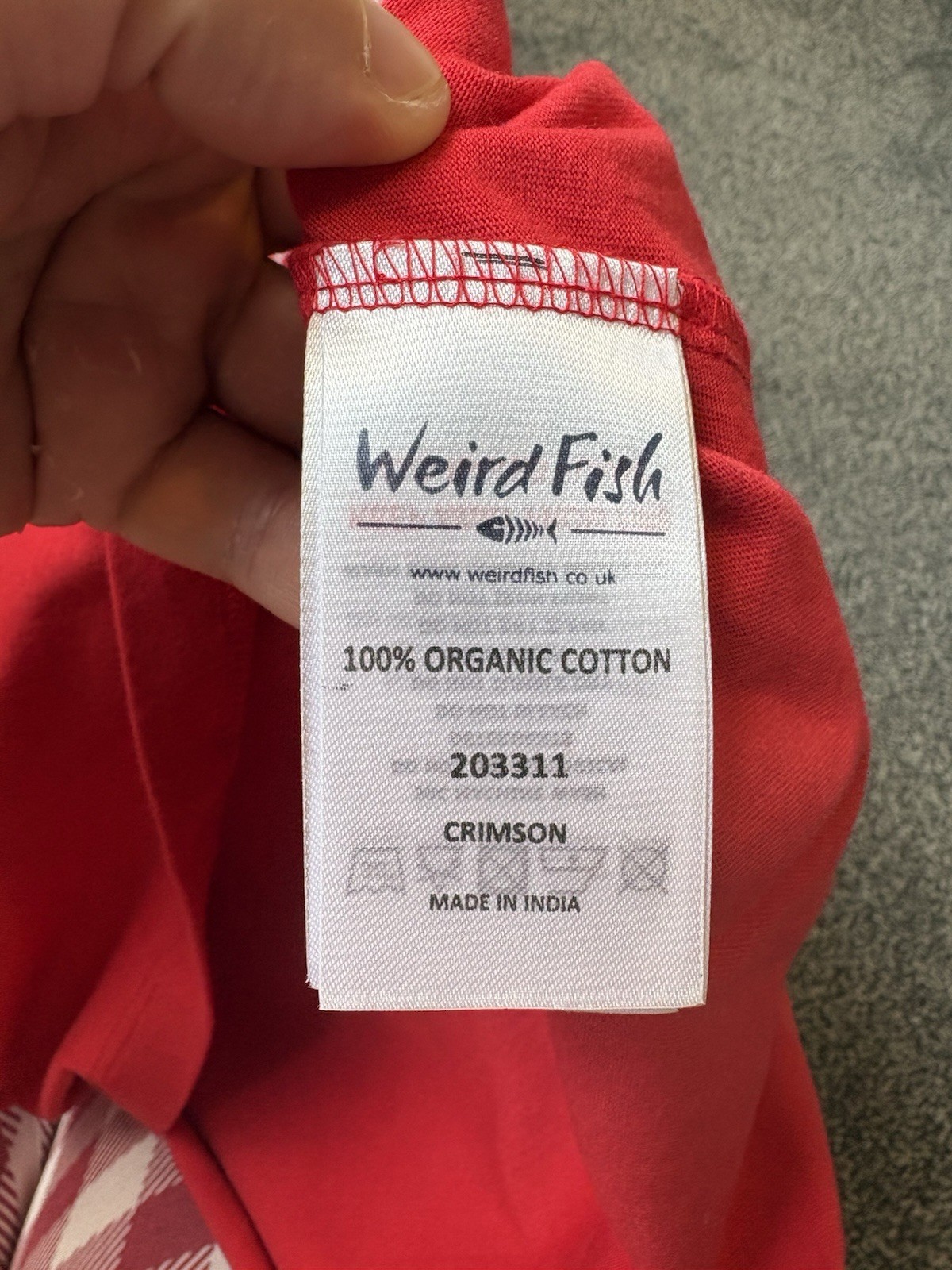 Weird Fish Red Embroidered Organic Cotton Dress Size 8 Sleeveless Pocket