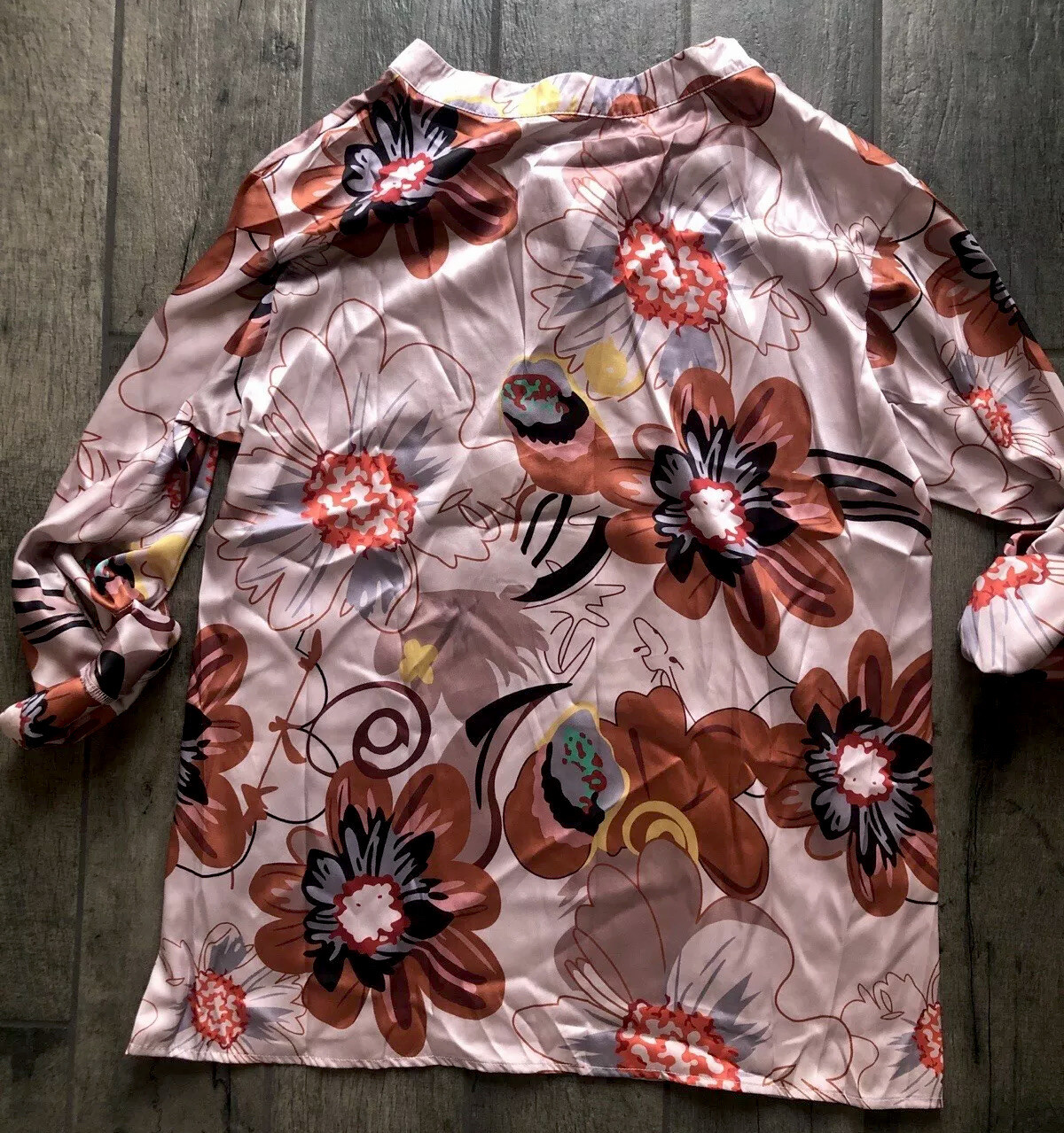 Misslook 3X Read Measurement Tunic Pullover Floral Kimono Style Dress No Stretch