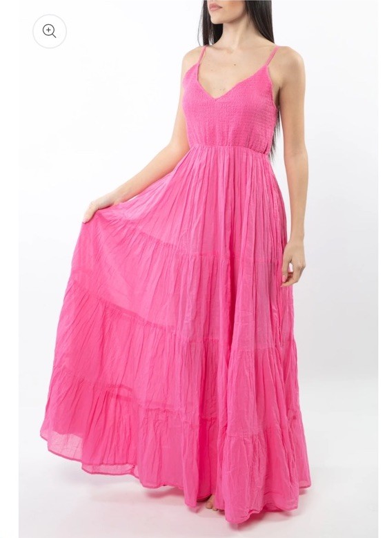 ANTICA SARTORIA 2025 LONG DRESS ADJ STRAPS SMOCKED TOP NWT O/S PINK