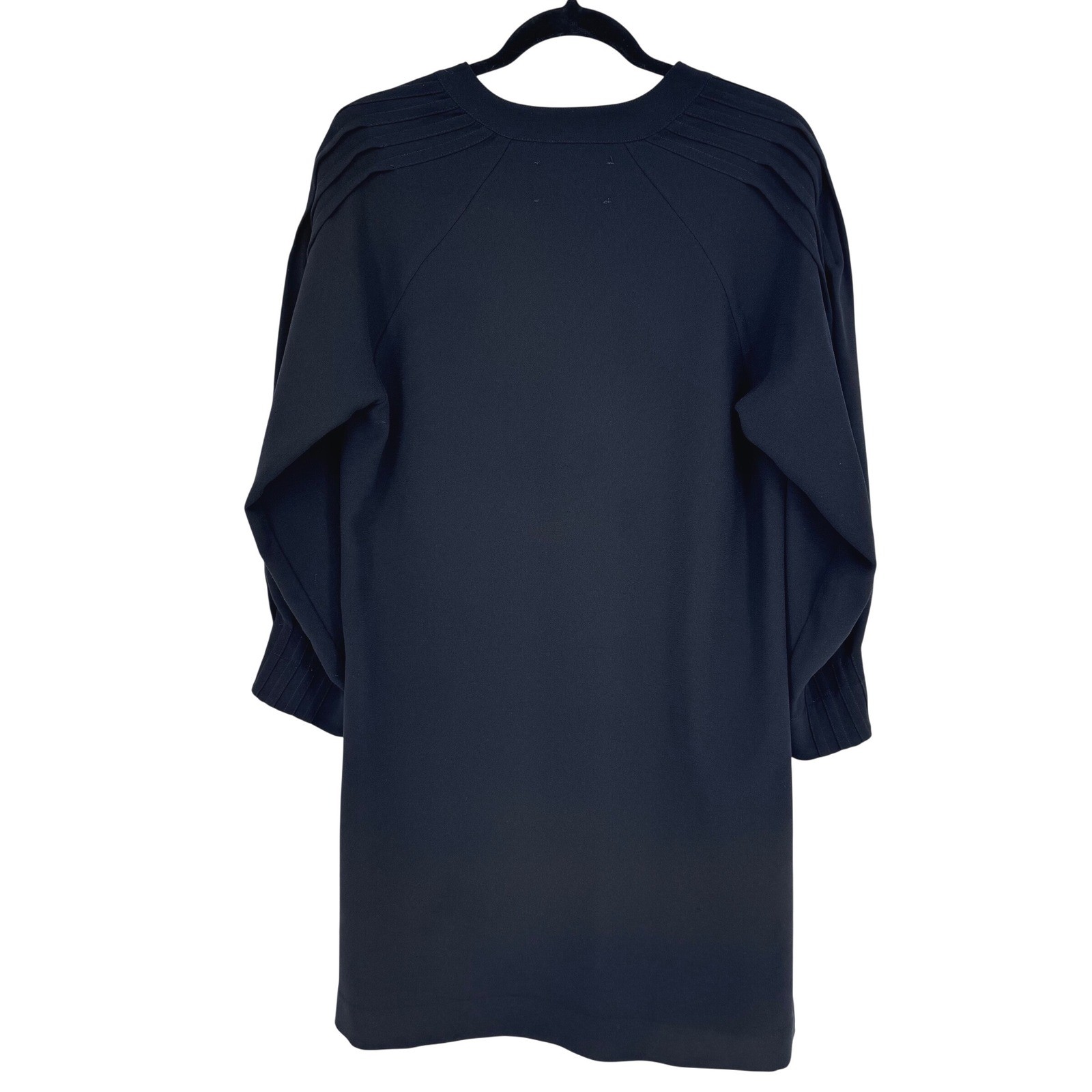 Brochu Walker Black Shift Dress Sz M Pleated Sleeves Quiet Luxury Minimalist