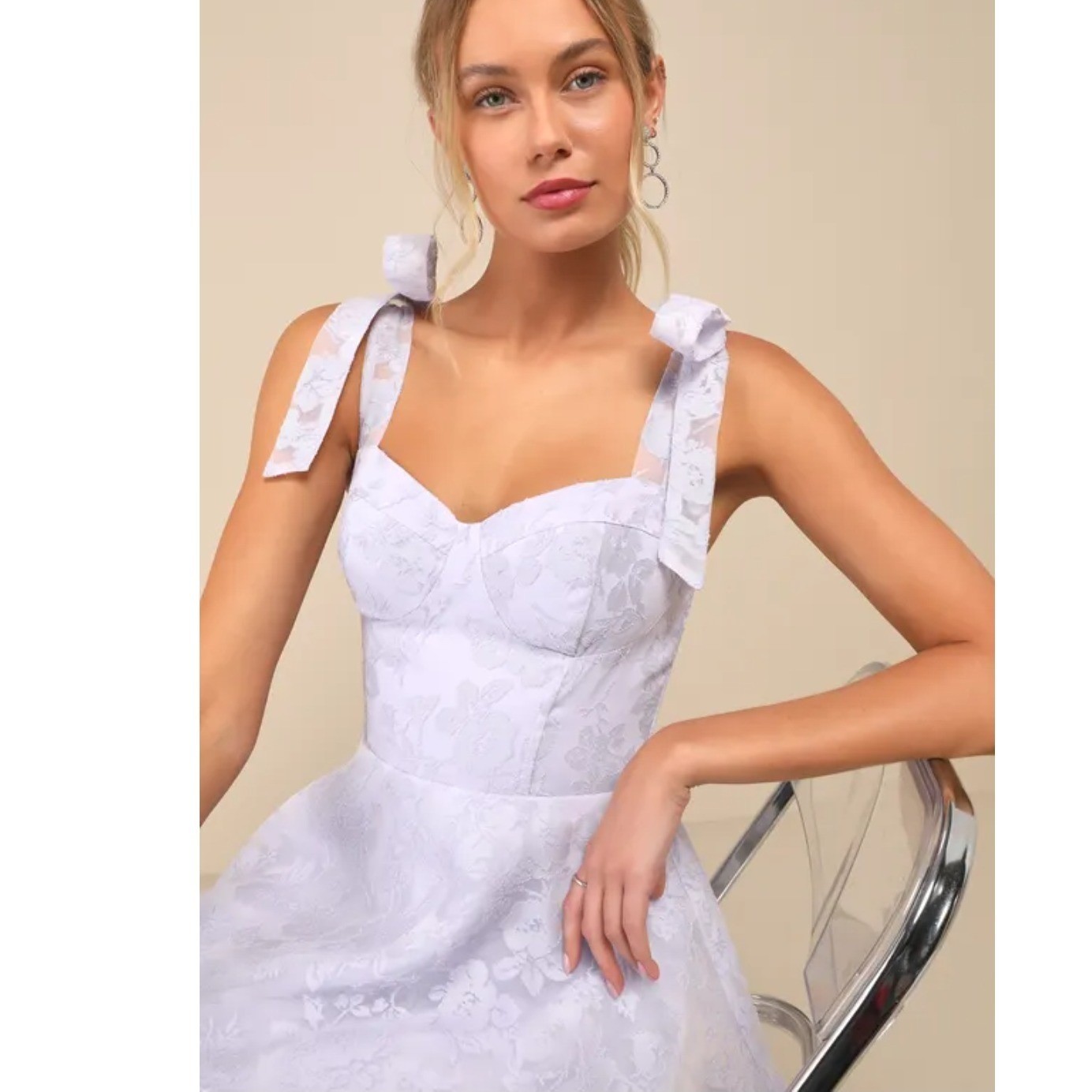 Lulus Glamorous Sweetie Lavender Burnout Tie-Strap Bustier Tiered Midi Dress XS