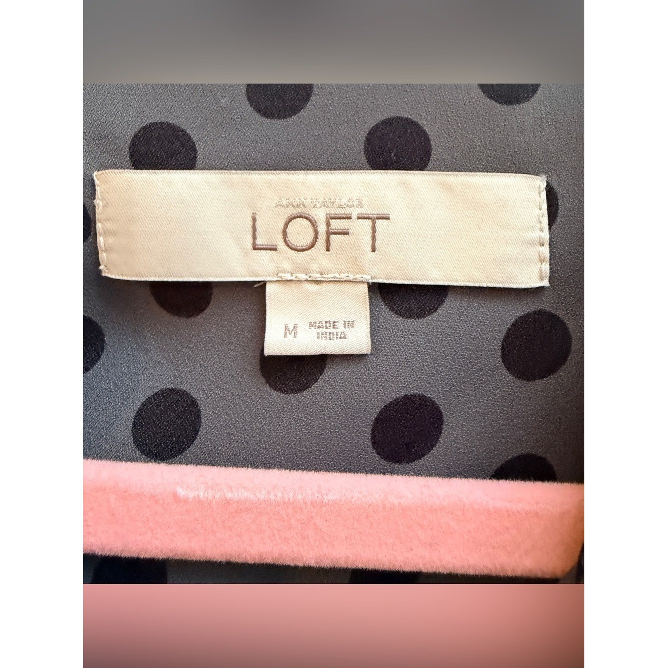 LOFT Lightweight Grey and Black Polka-Dot Mini Shift Shirt Dress, Medium